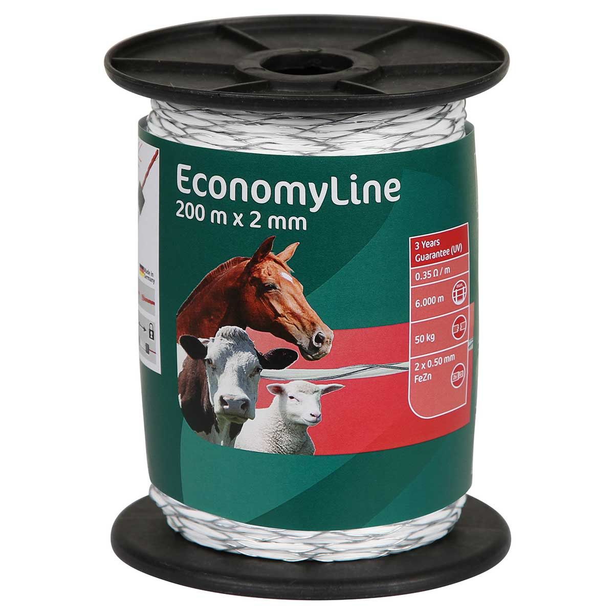 Fil de clôture électrique AKO EconomyLine toronné 2x0.50 FeZn, blanc