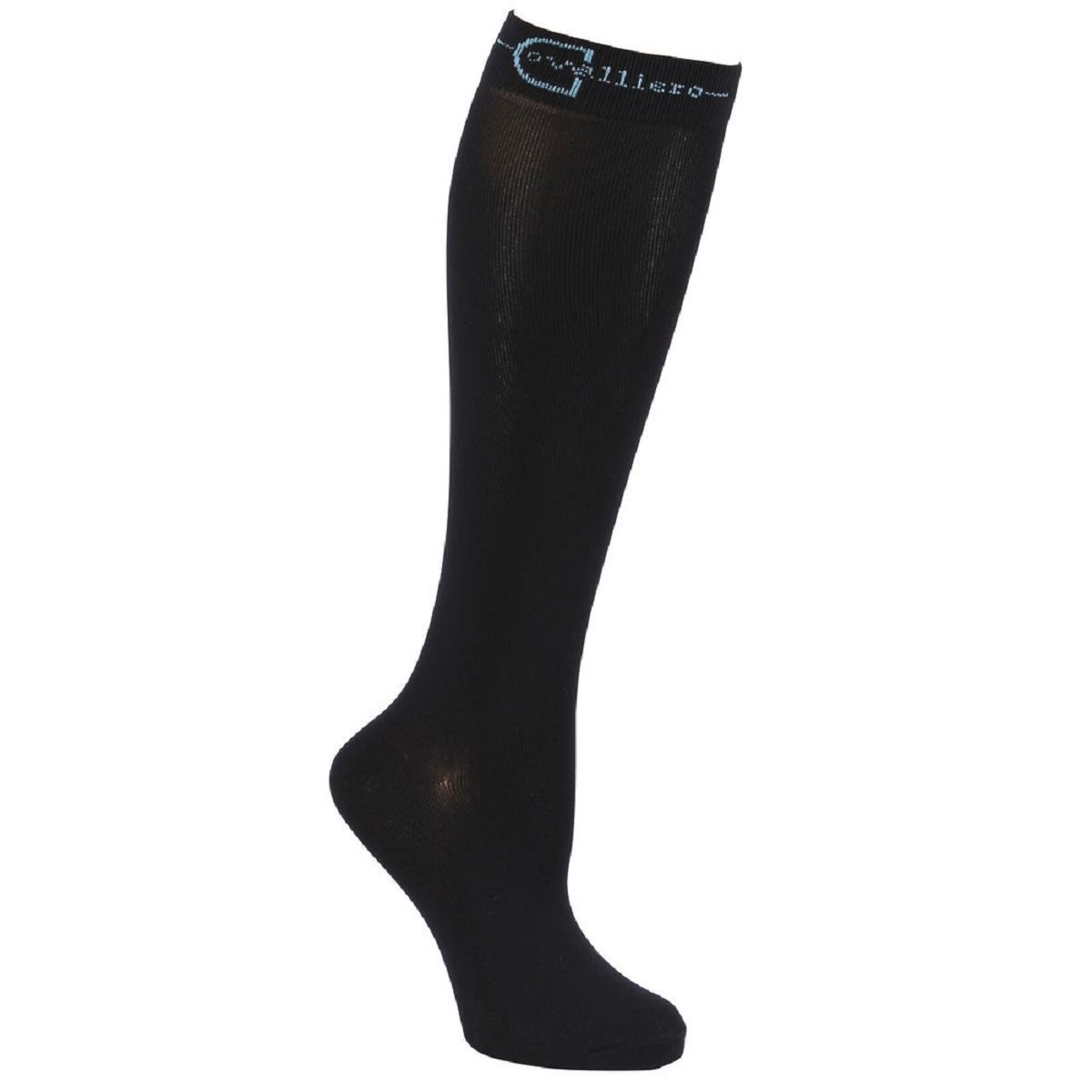 Chaussettes d'équitation Covalliero Grado bleu nuit, fines et soutenantes, 34-36