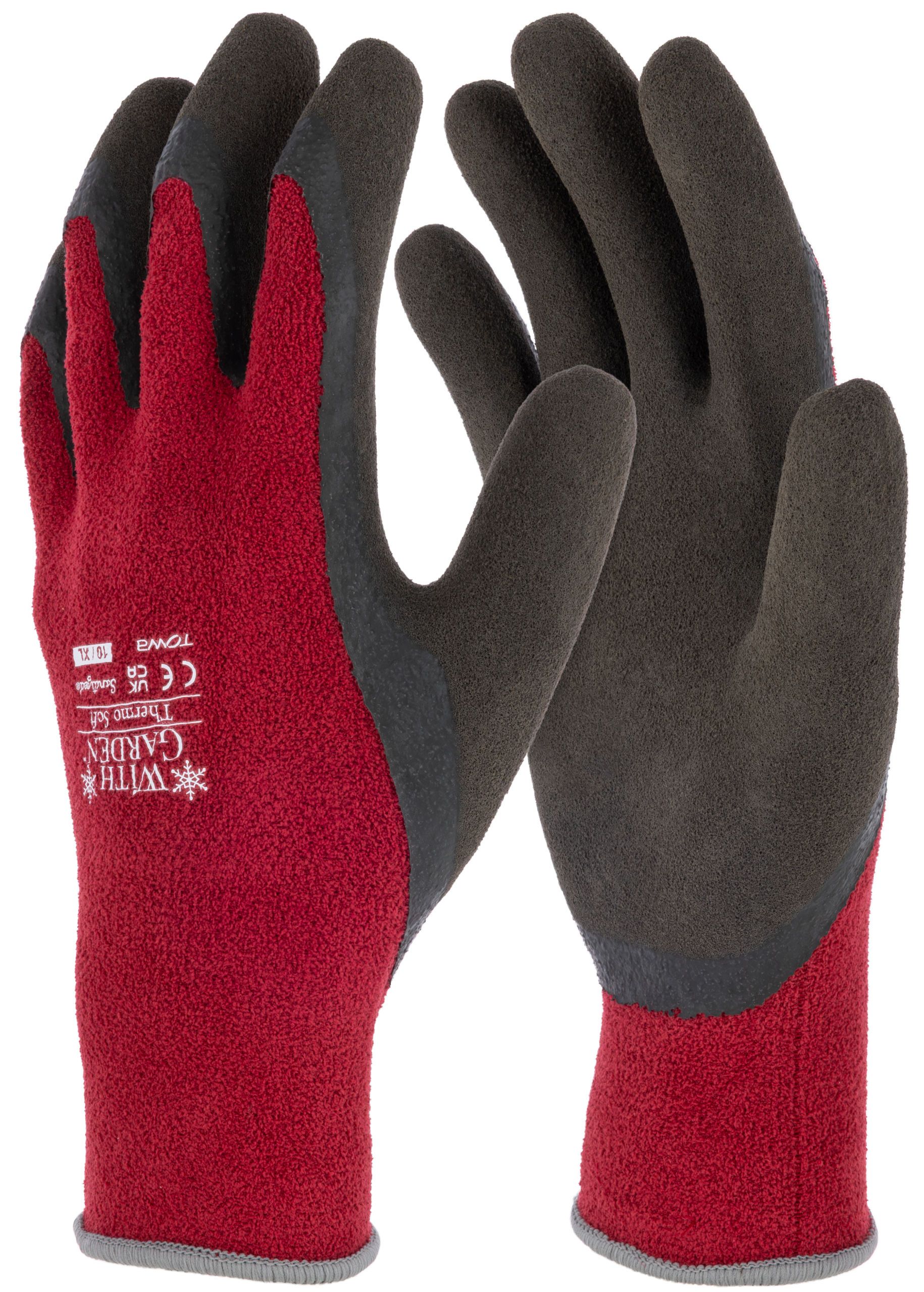 gloves, work gloves, padded gloves, red gloves, fleece coating, gloves, fleece, thermal, red, winter