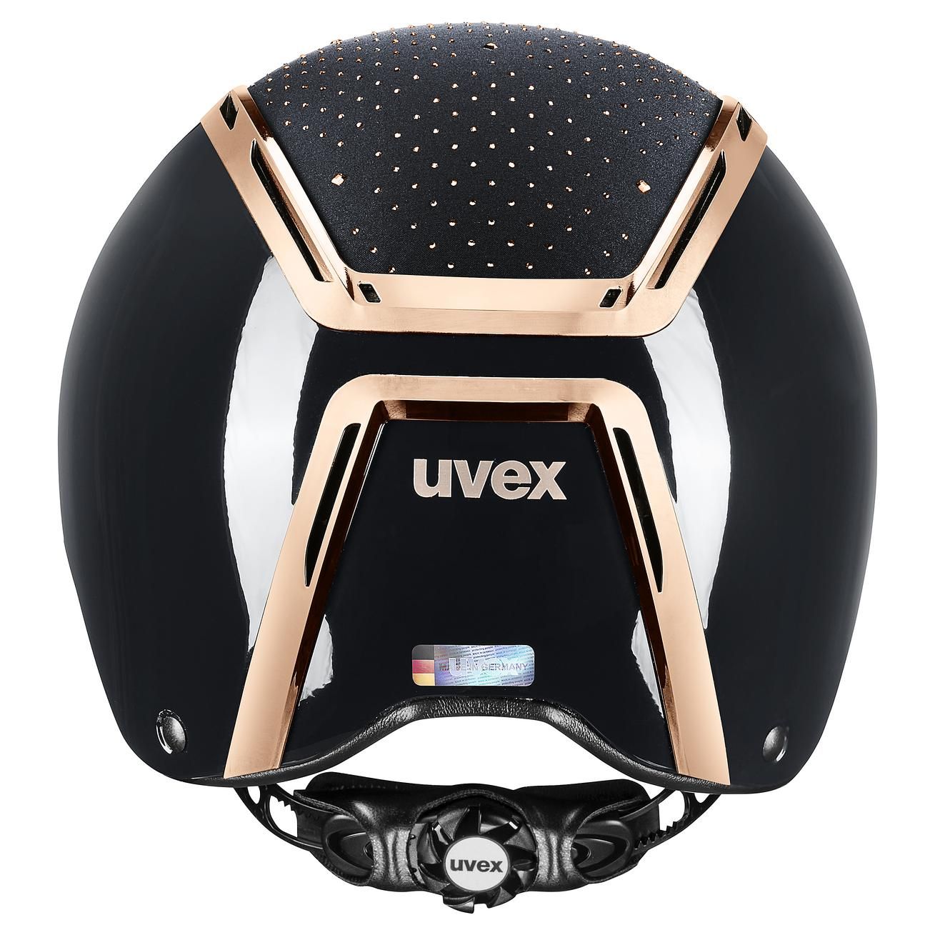 uvex Riding Helmet exxeed glow, Dressage Helmet with Swarovski Crystals, rear view