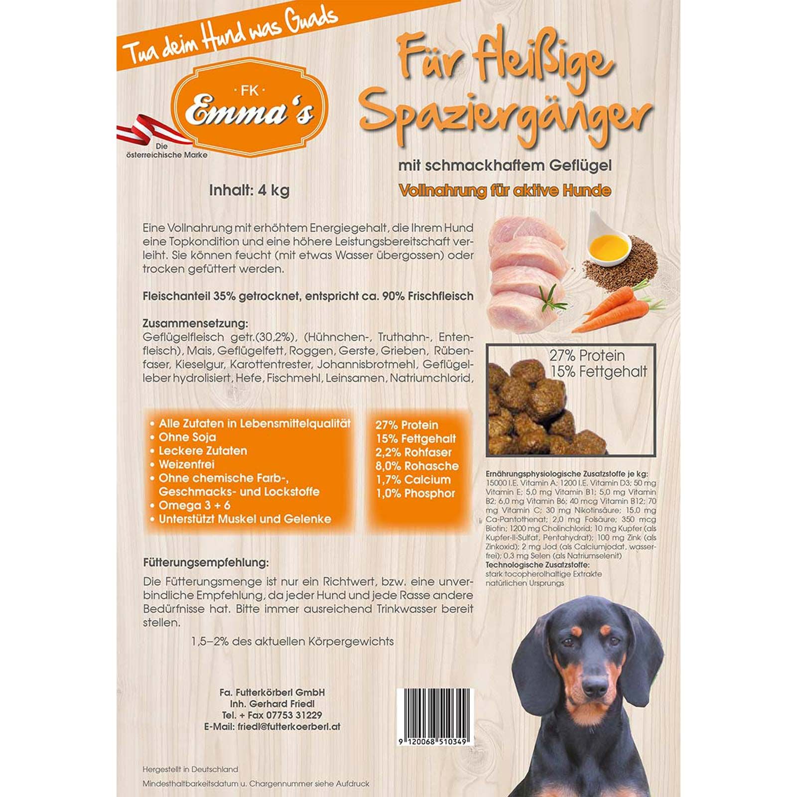 Emmas Aliments pour chiens pour les promeneurs Aliments secs, emballage