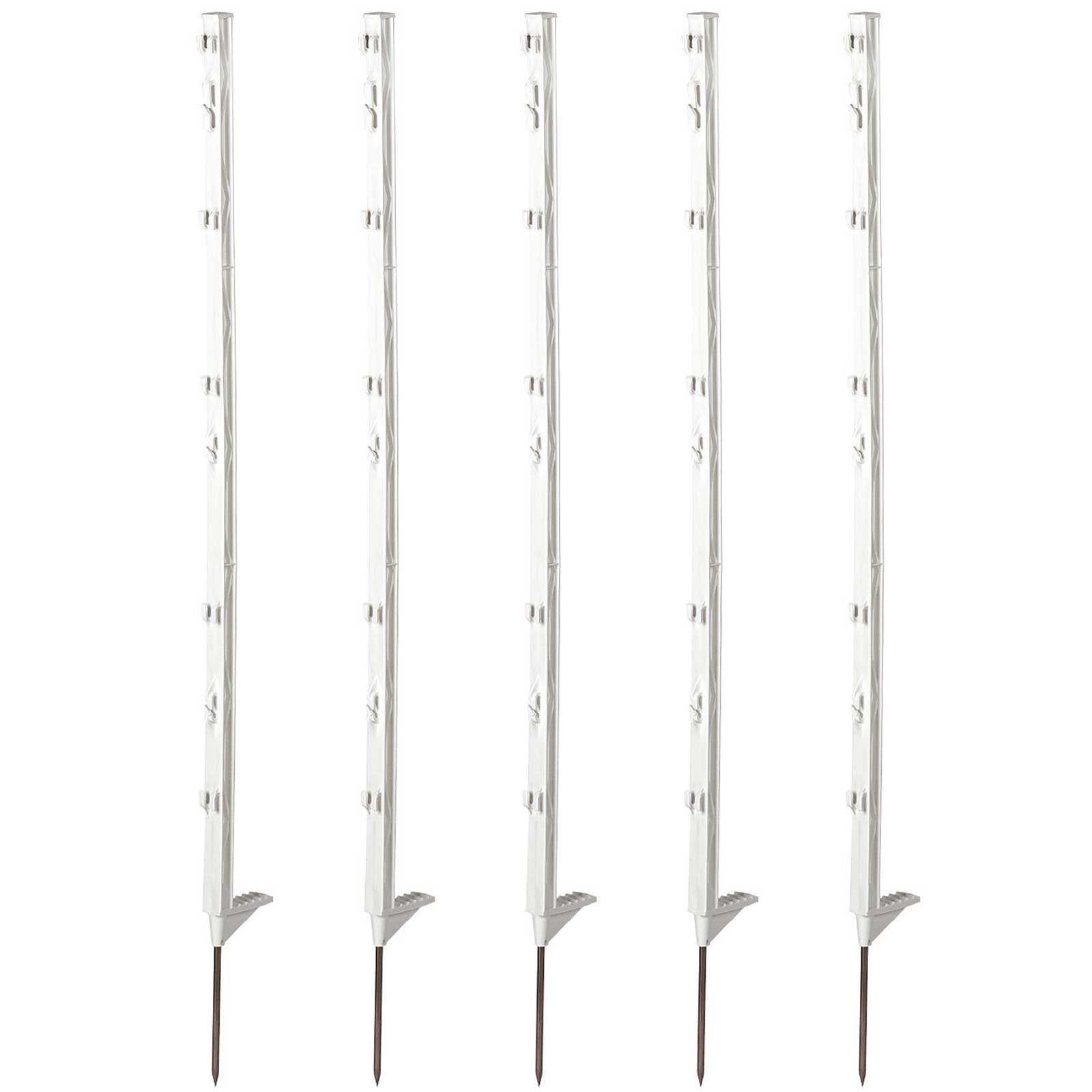 20x Agrarzone Paletto per recinti in plastica 105cm, predellino singolo, bianco