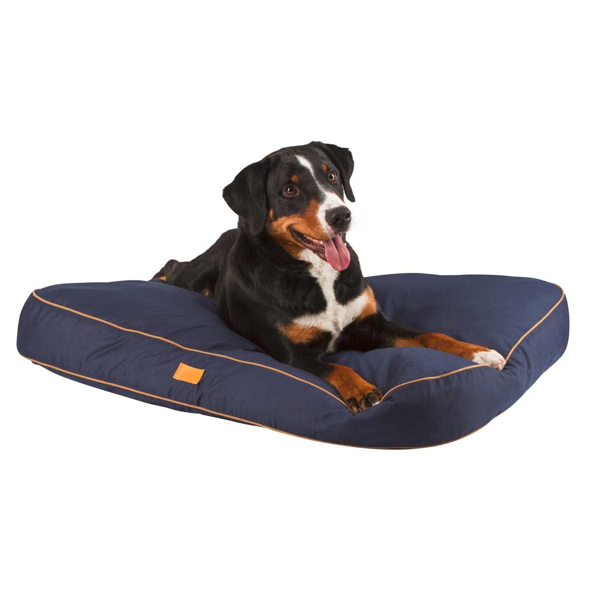 Kerbl Coussin Jérôme pour chiens, navy-cognac, matelassé, lavable, 80x60x6 cm