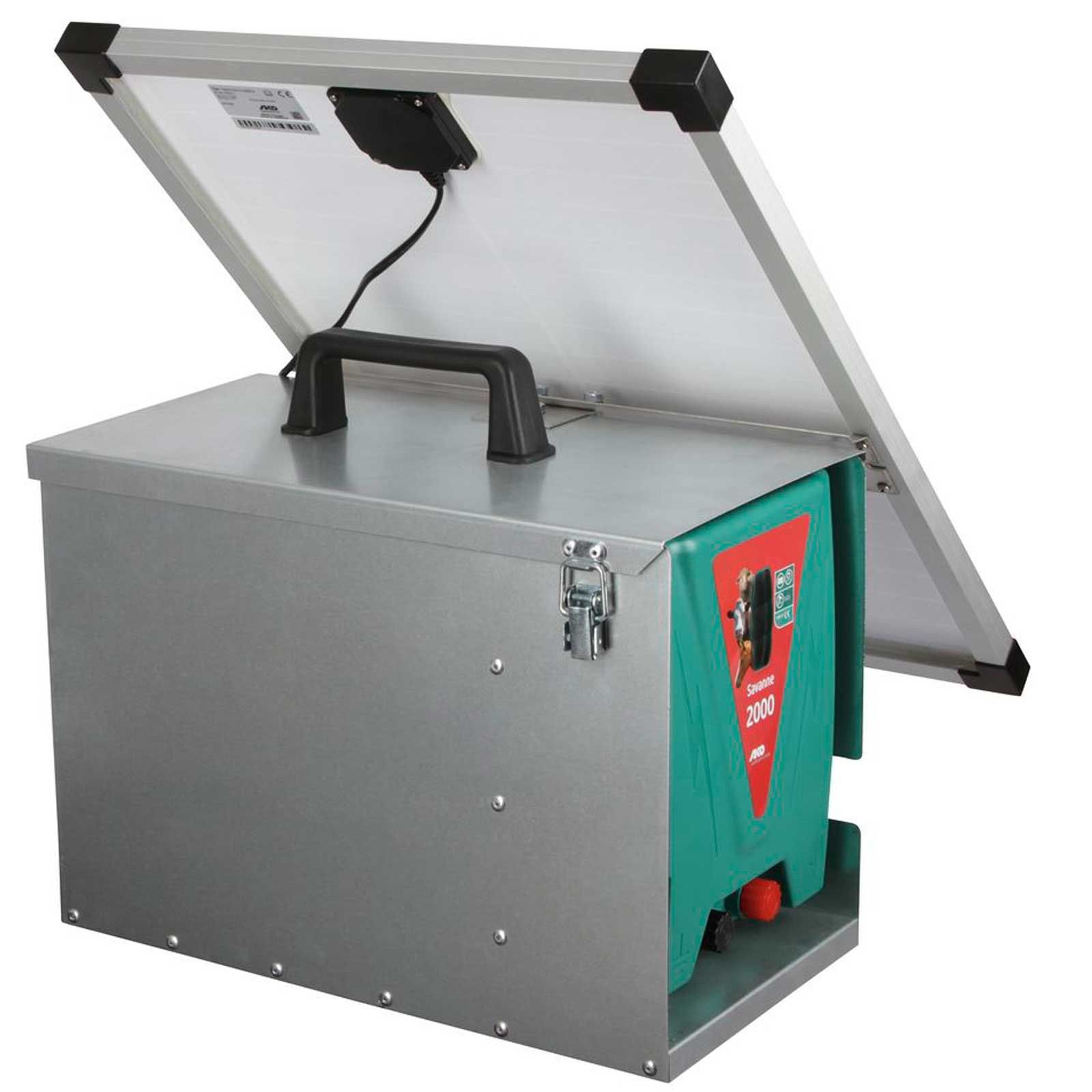 AKO Savanne N3000 Electric Fence Energiser with Metal Box, 12V, 4.5 Joules, side view