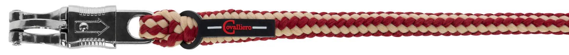 Longe de meneur Covalliero Hippo pour chevaux, PE tressé, bordeaux/beige