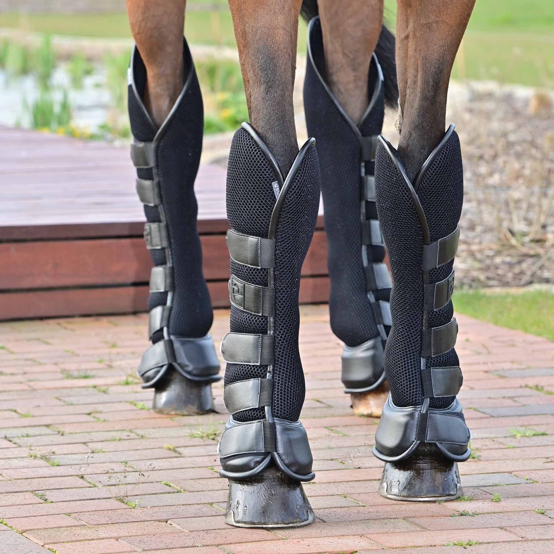 BUSSE Transport-Gamaschen 3D AIR EFFECT für Pferde, FULL hinten, schwarz