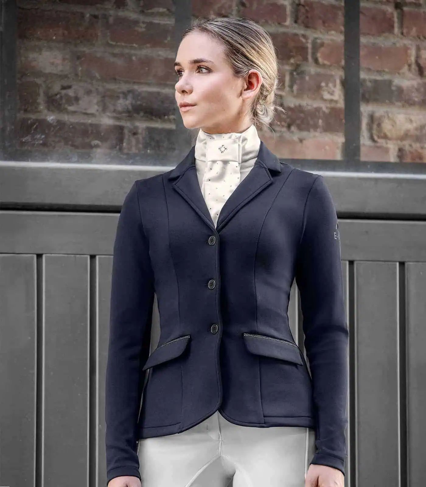 ELT Turnierjacket Lina Damen, taillierte Reitjacke mit Strasssteinen, dunkelblau, L