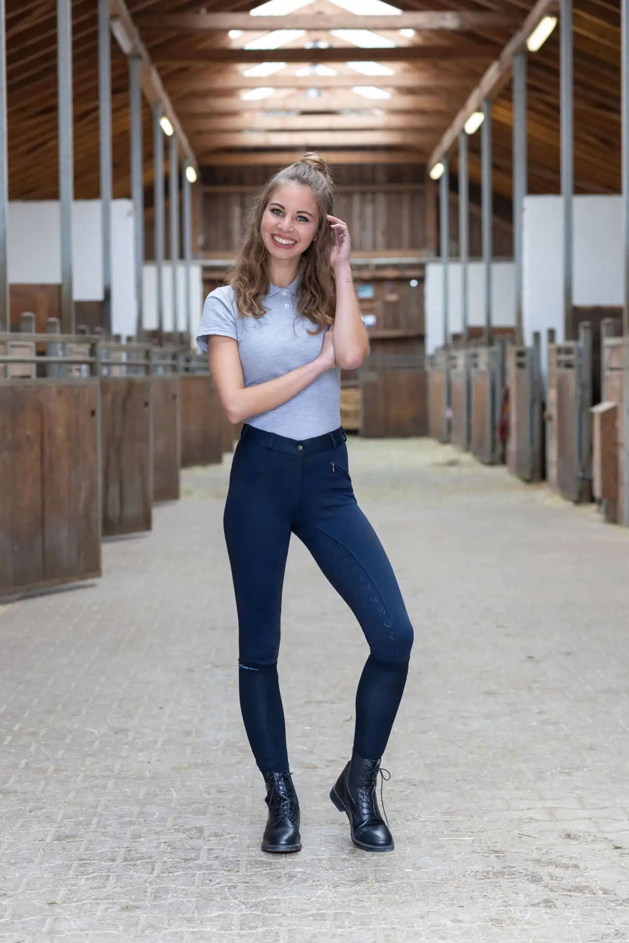 Pantaloni da equitazione Organomic Covalliero donna, fondo grip, in uso