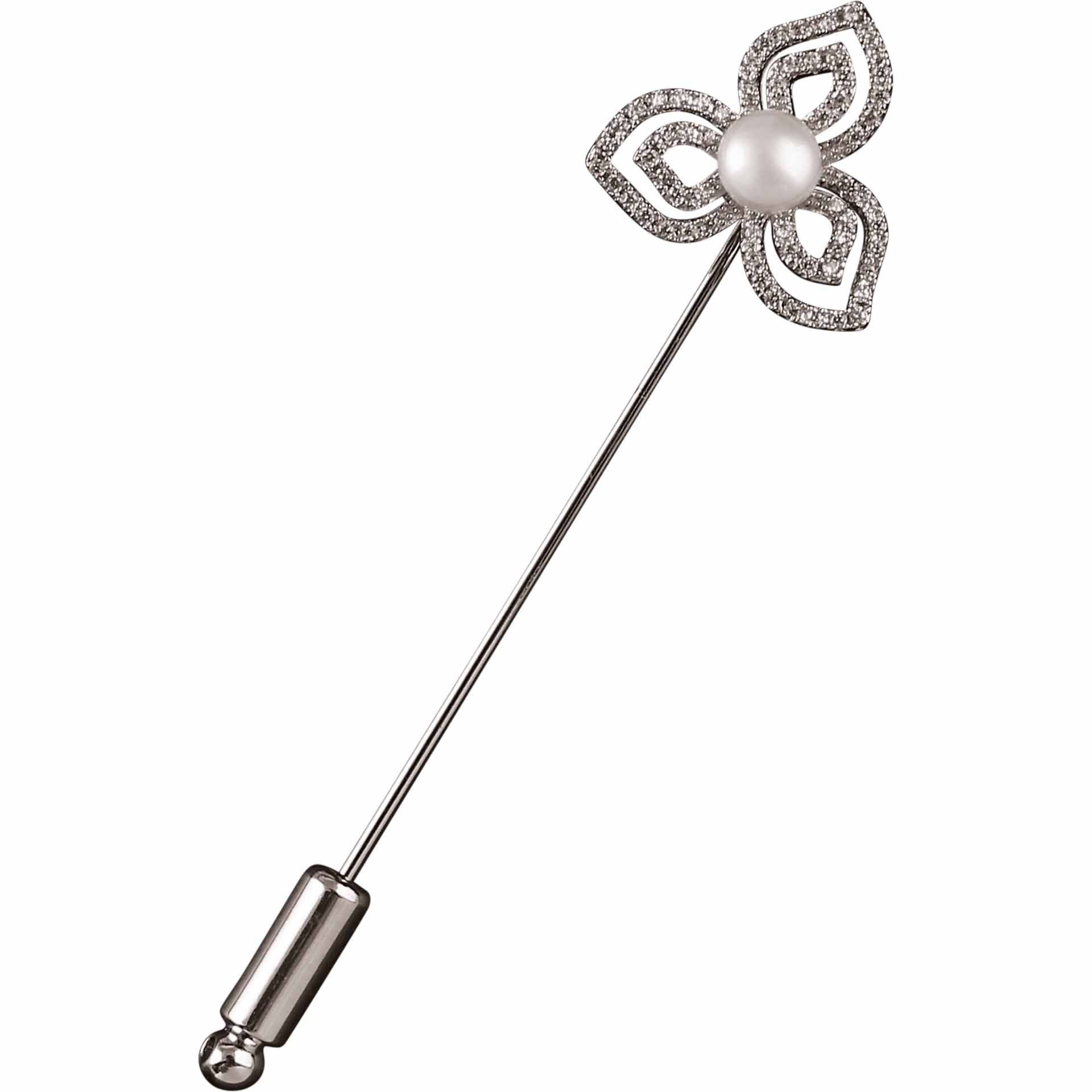 BUSSE Plastronnadel FLORAL 70 silber/Kristall-Perle