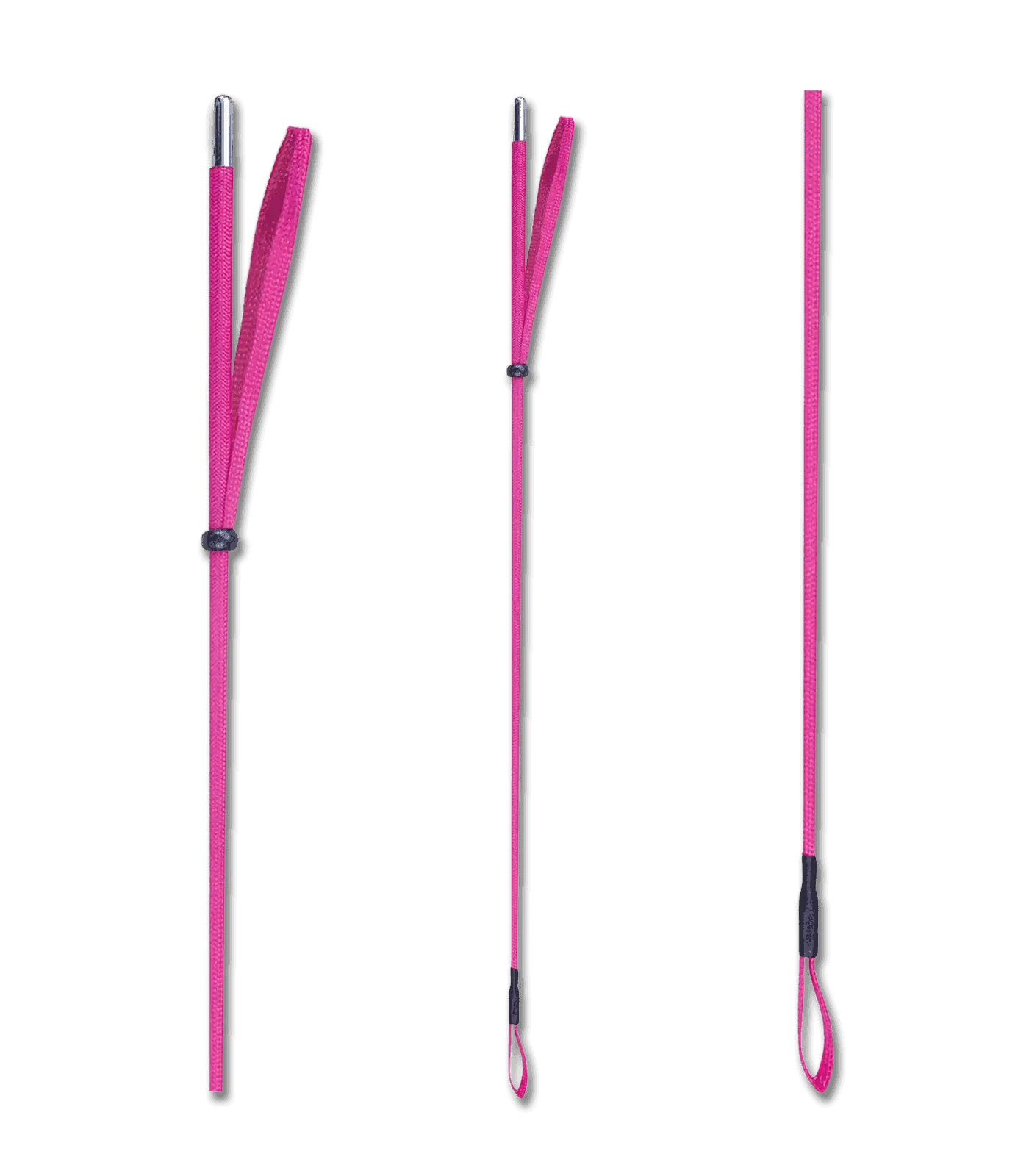 Cravache Waldhausen à embout métallique, poignée colorée avec dragonne, rose, 75 cm