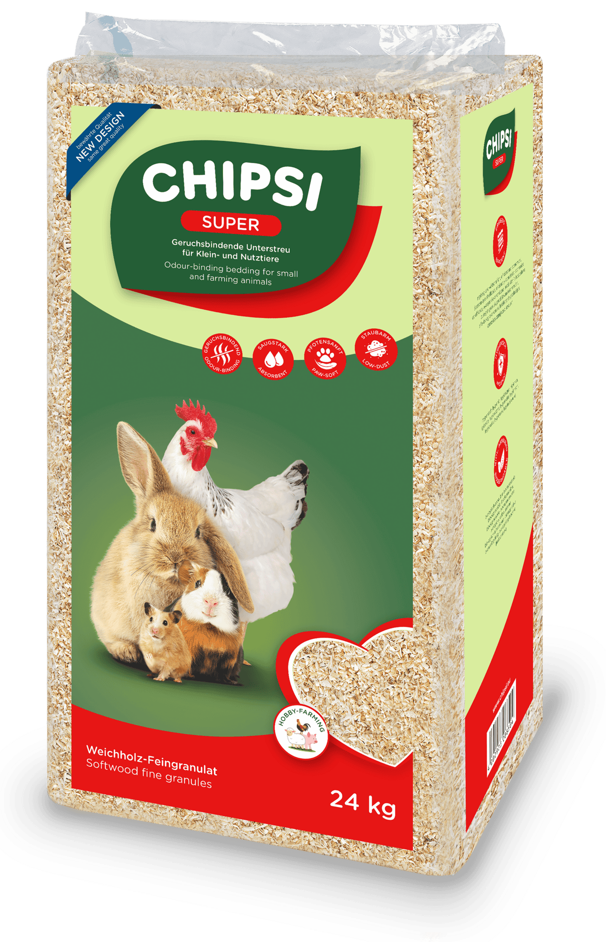 CHIPSI Super Absorbent Bedding for Small Animals & Horses, 15 kg, packaging