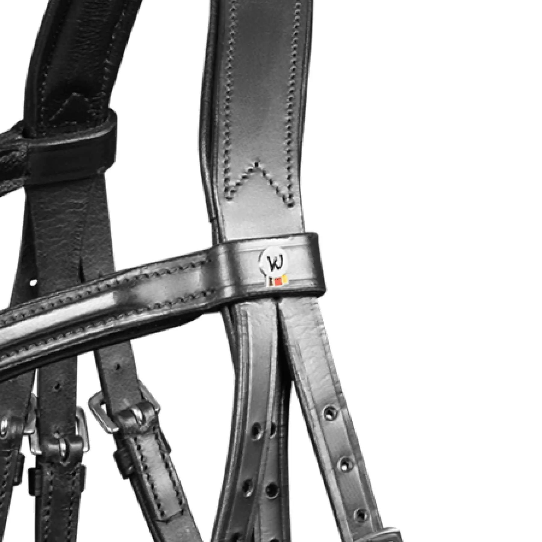 Waldhausen X-Line Standard Bridle Cancún, Mexican Noseband, detail view, logo