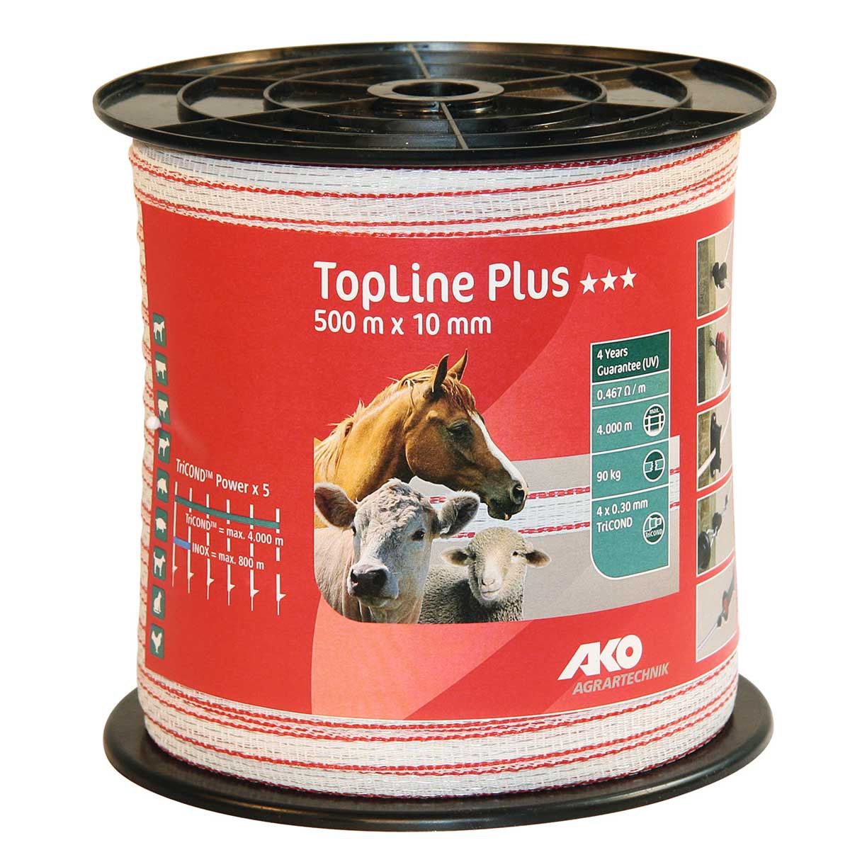 AKO Weidezaunband TopLine Plus TriCOND, weiß-rot, 500 m x 10 mm