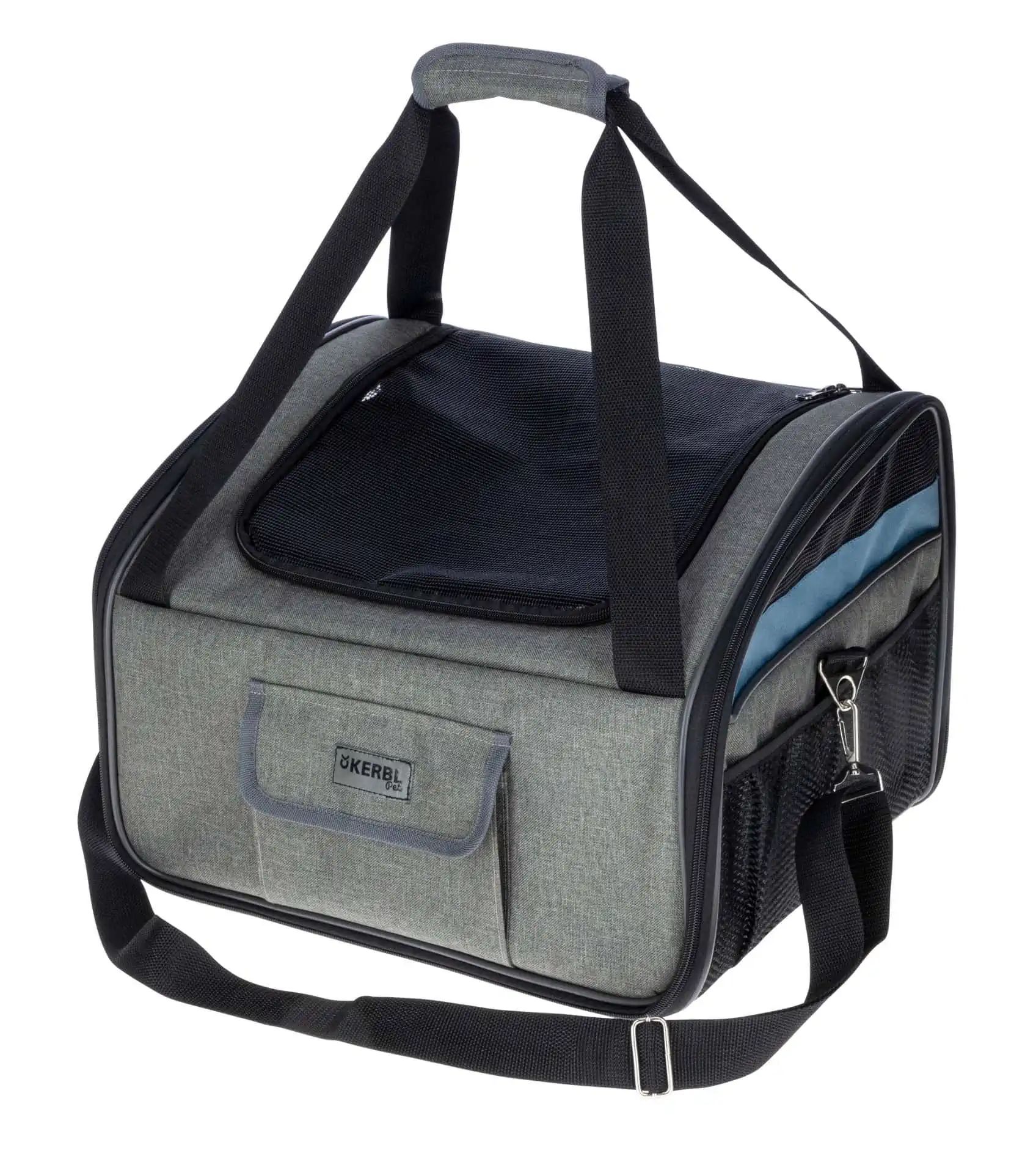 Kerbl Borsa auto Vacation per cani, grigio/blu, 44x35x30 cm