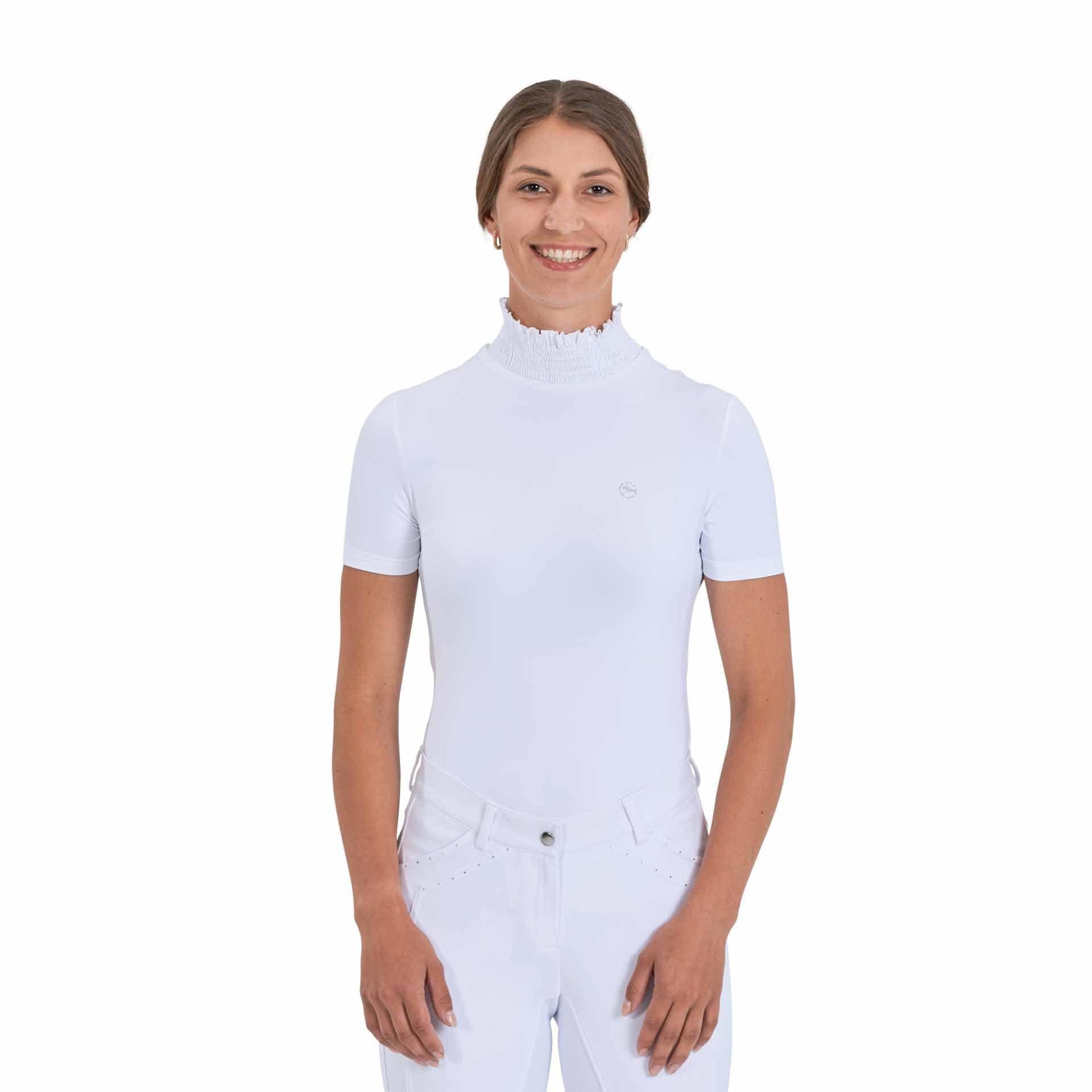 BUSSE Turnier-Shirt SILEDA Damen, gesmokter Kragen, Vorderansicht