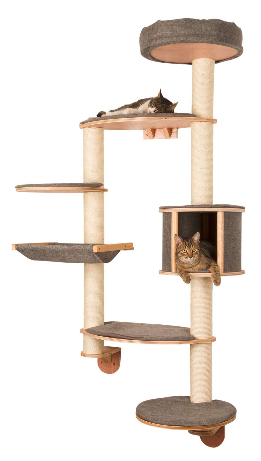 Wall-mounted cat tree Dolomit XL Tofana,185 x(115)cm, grey