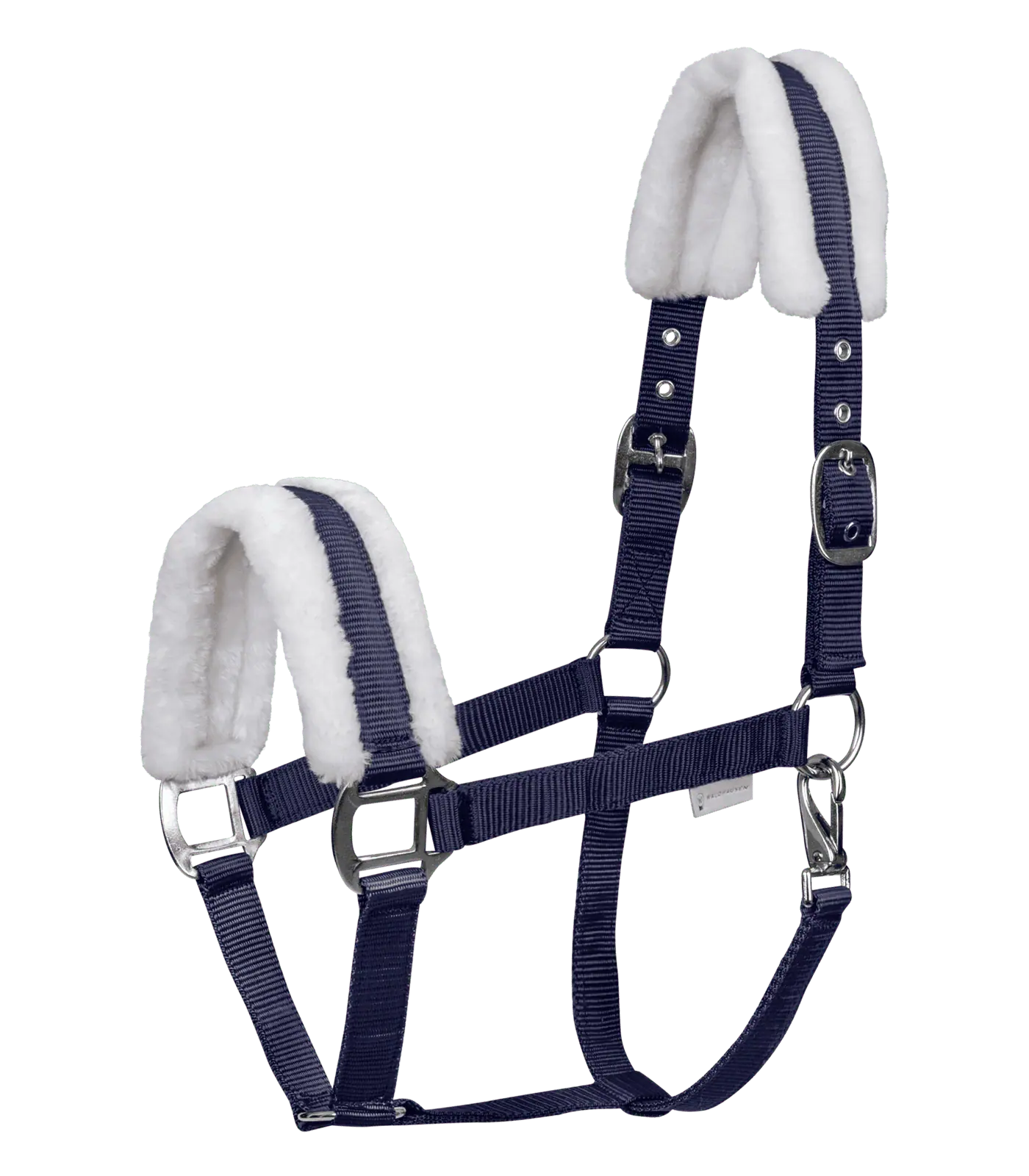 Licol Waldhausen First en fausse fourrure, réglable des deux côtés, bleu nuit, Poney