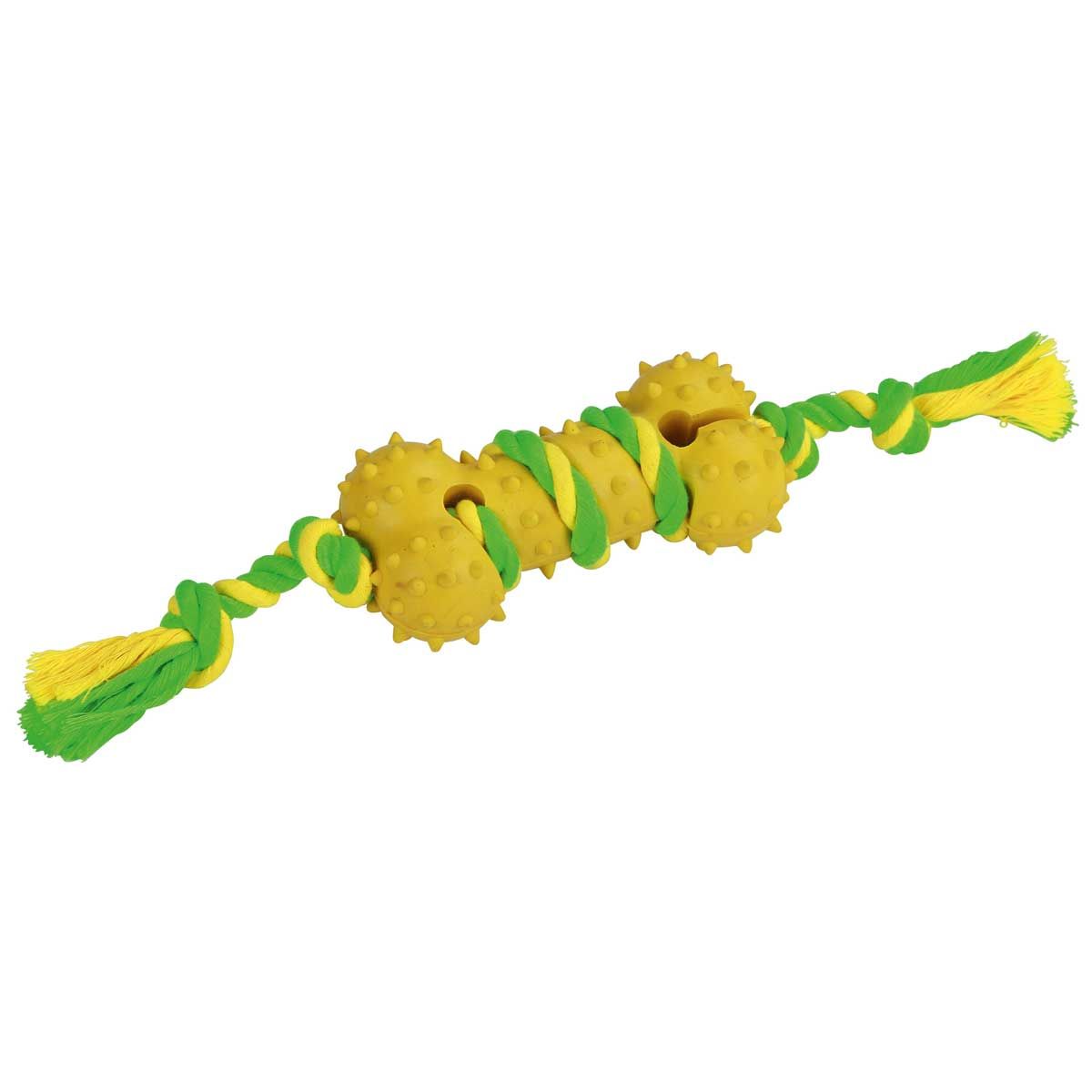 Bone on a Rope rubber/cotton green/yellow 30 cm