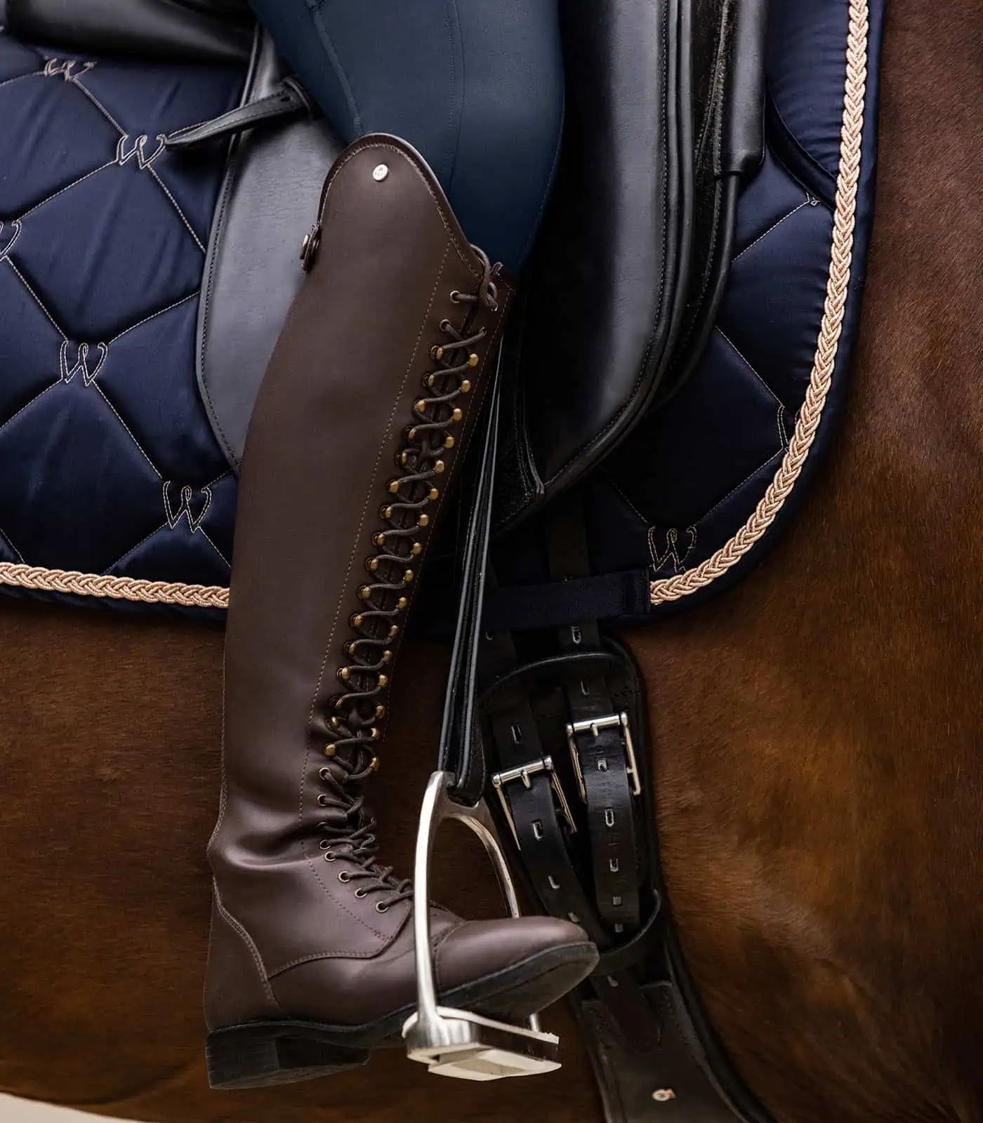 Bottes d'équitation ELT Portland Polo, noir standard, brun normal, 37