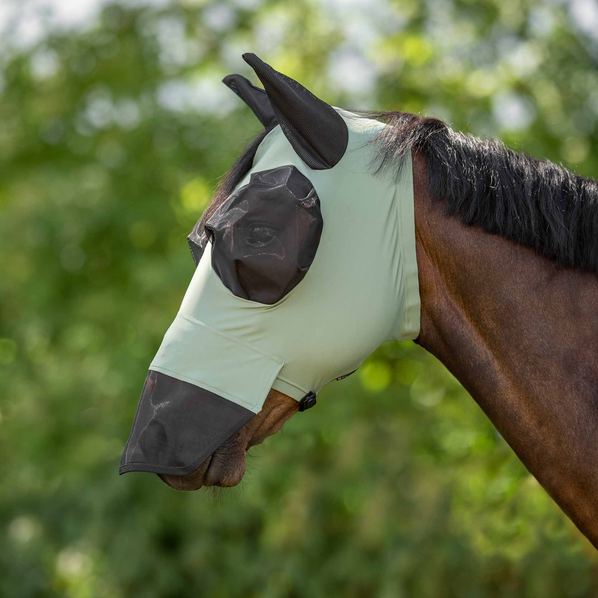 Masque anti-mouches BUSSE TWIN FIT FLEXI PLUS, protection naseaux, Pony olive