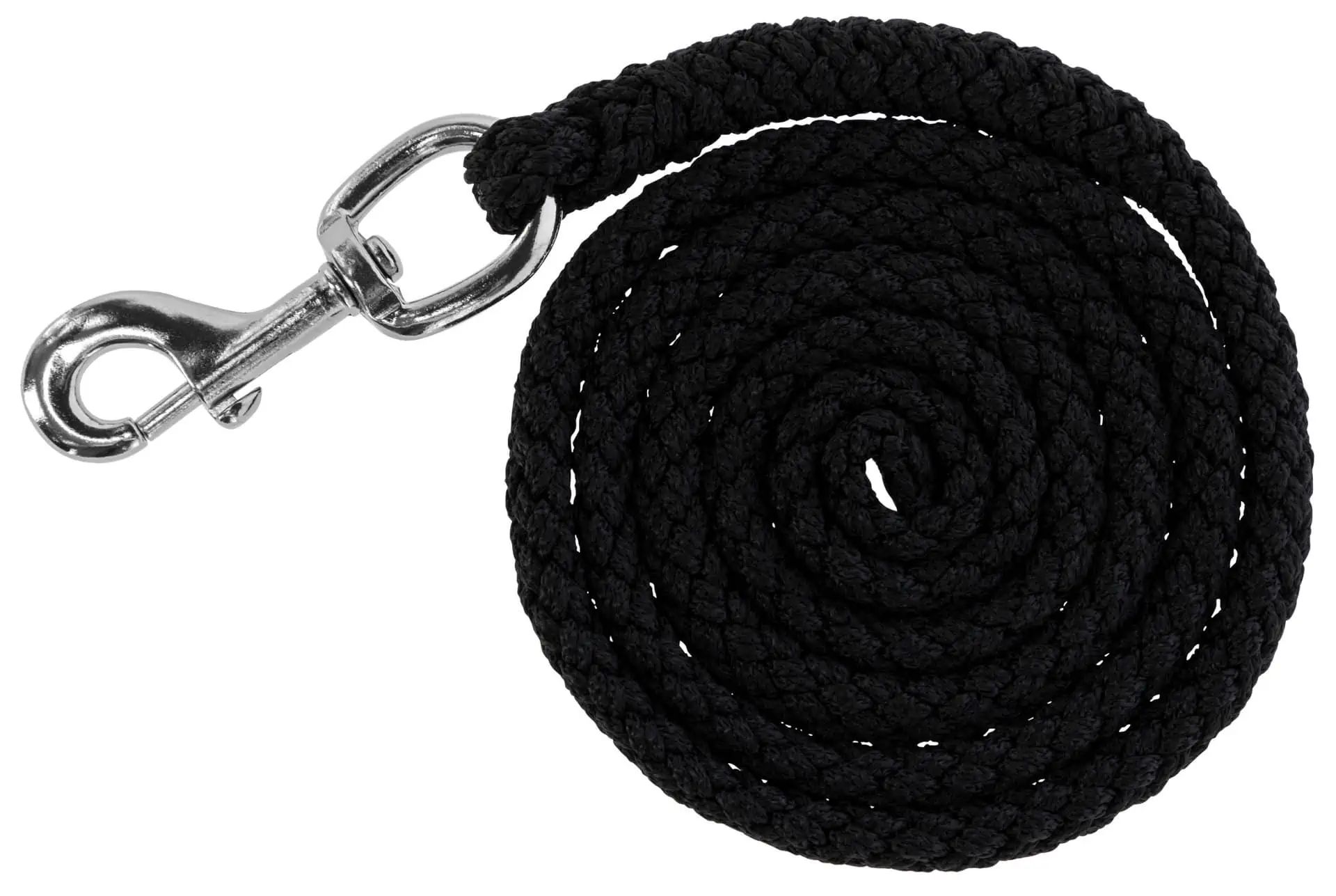 Longe Covalliero Supreme, polypropylène tressé pour chevaux, noir avec mousqueton