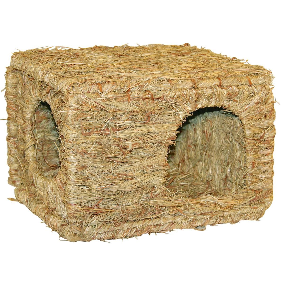Kerbl Grass House XL, 37x30x28 cm, 2 Entrances, Natural Dried Grass