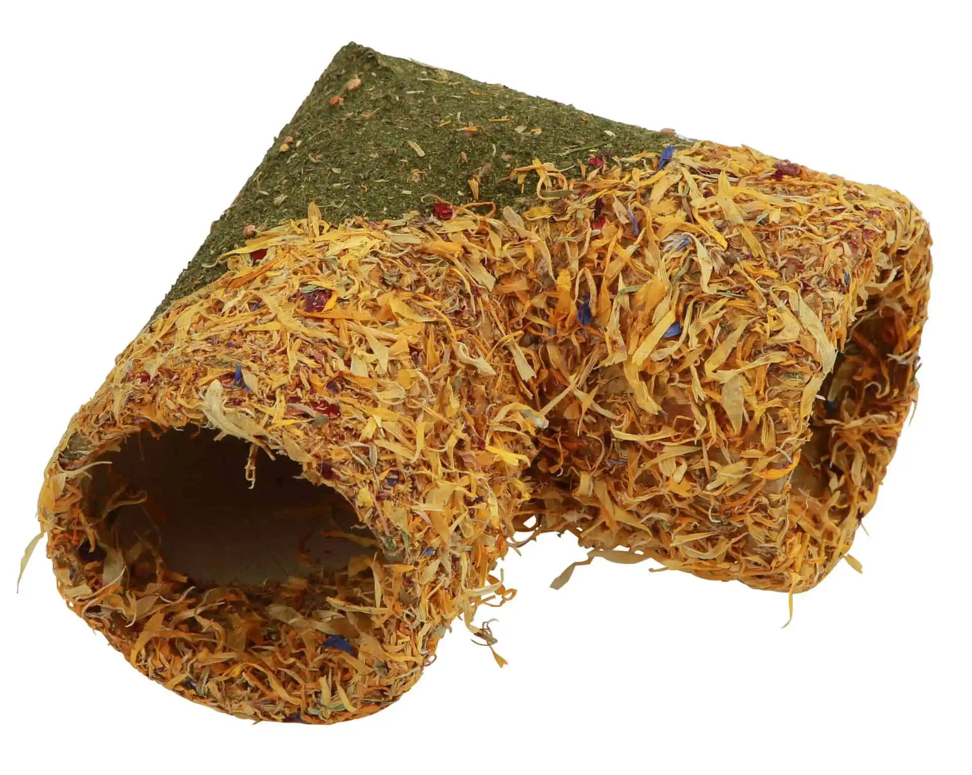 Kerbl Native Snacks Tunel de colț cu plante pentru rozătoare, 13 x 13 x 8 cm