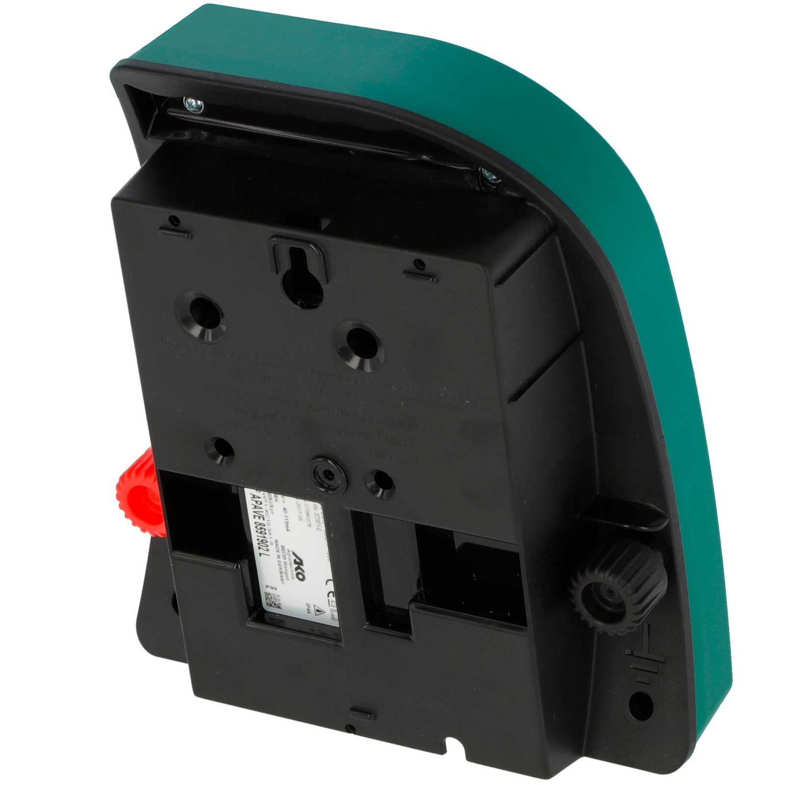 AKO Duo Power X 1000 Electric Fence Energiser 12V / 230V, 1.6 Joules, rear view, connection