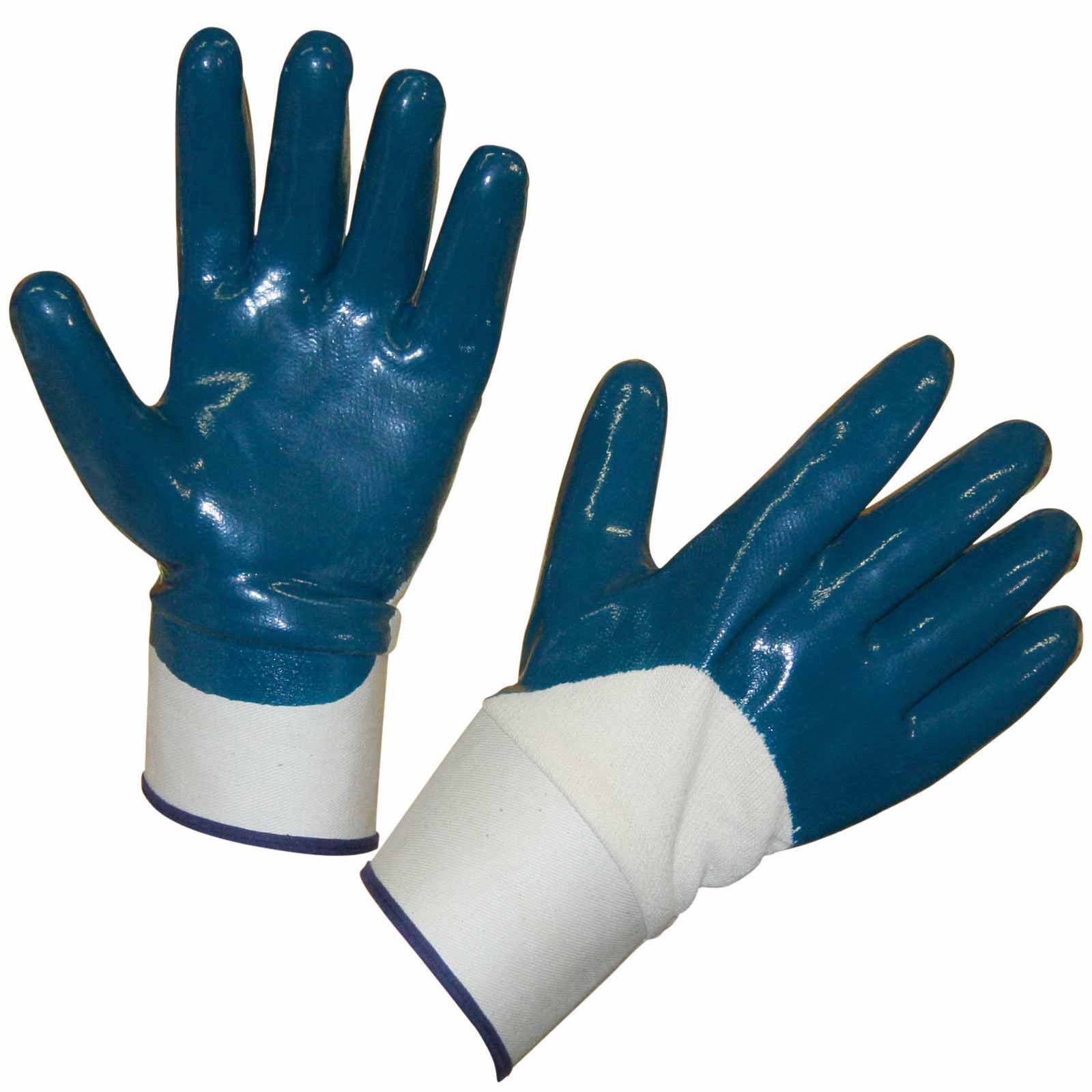 Kerbl Guanto in nitrile BluNit, guanto da lavoro con risvolto Tg. 10