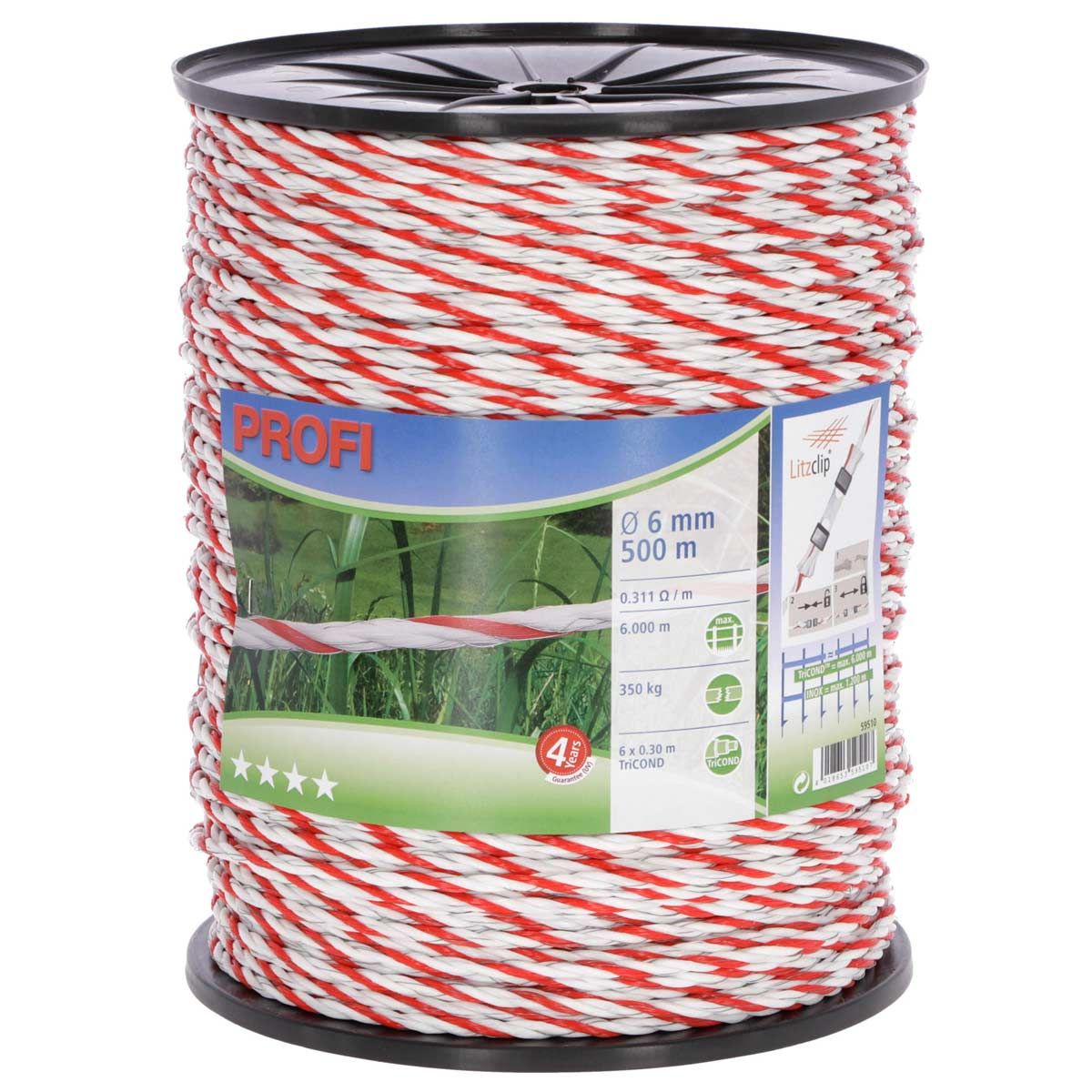 PROFI Fencing Rope 500 m, 0.30 mm TriCOND, red-white
