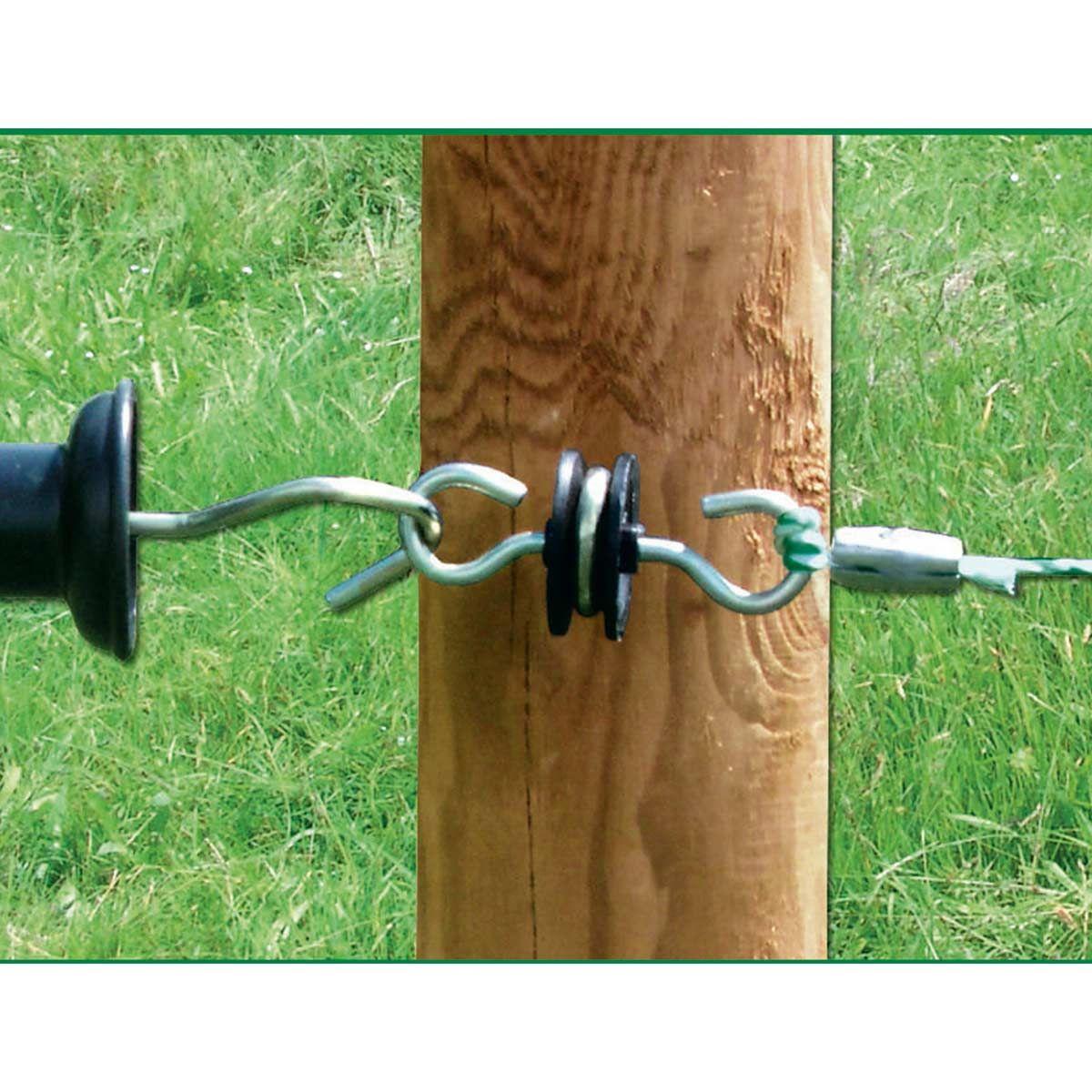 AKO Gate Handle Insulator 10x with 2 Hooks, 360° Swivel, detail view, insulator