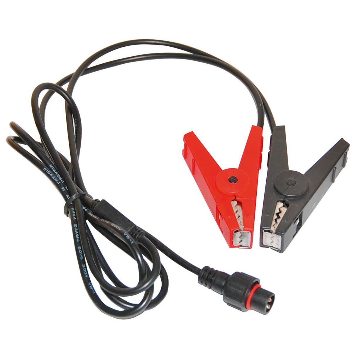 Cavo di collegamento con pinze rossa e nera per batteria e presa rotonda