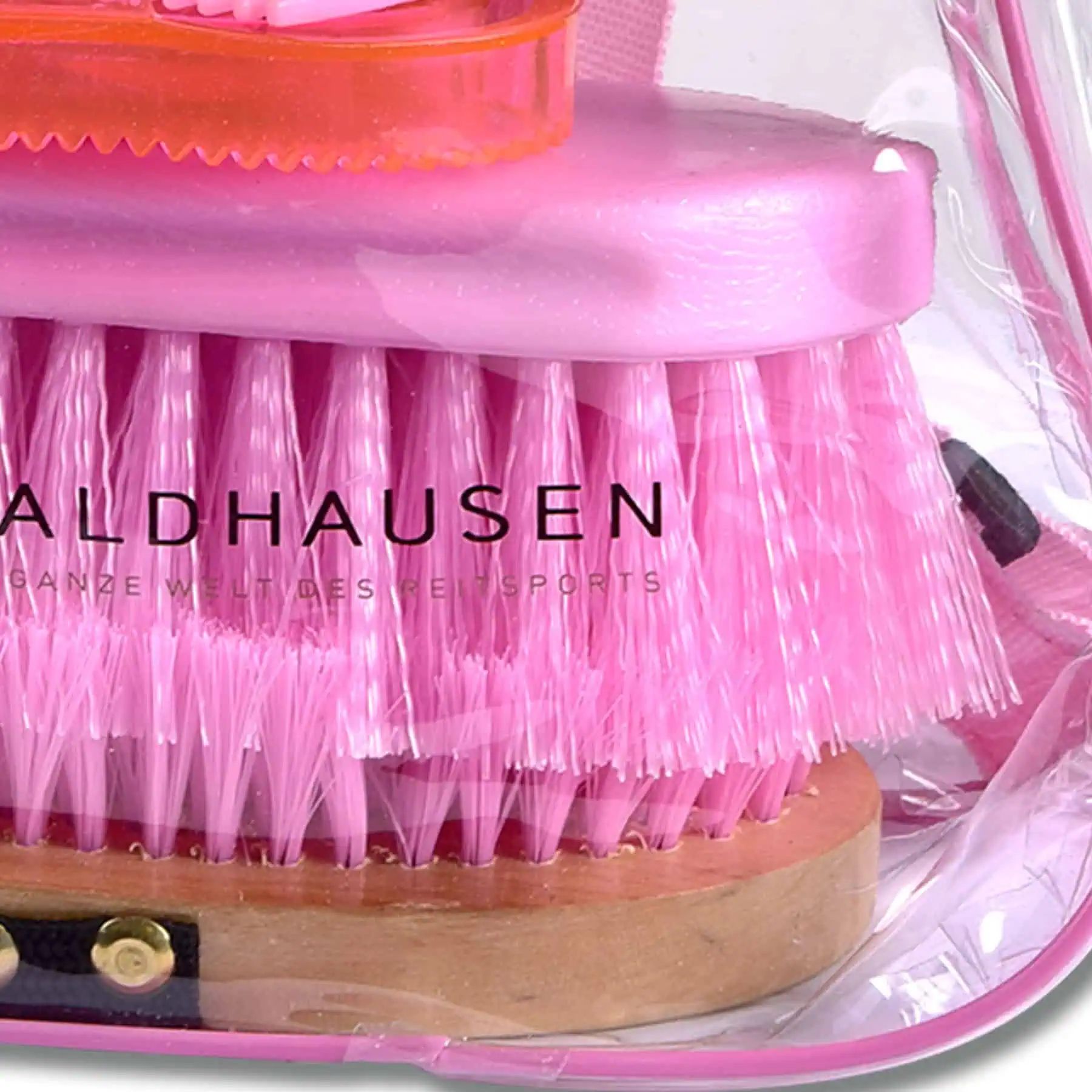Kit de pansage Waldhausen en sac à dos, 6 pièces – design transparent, rose