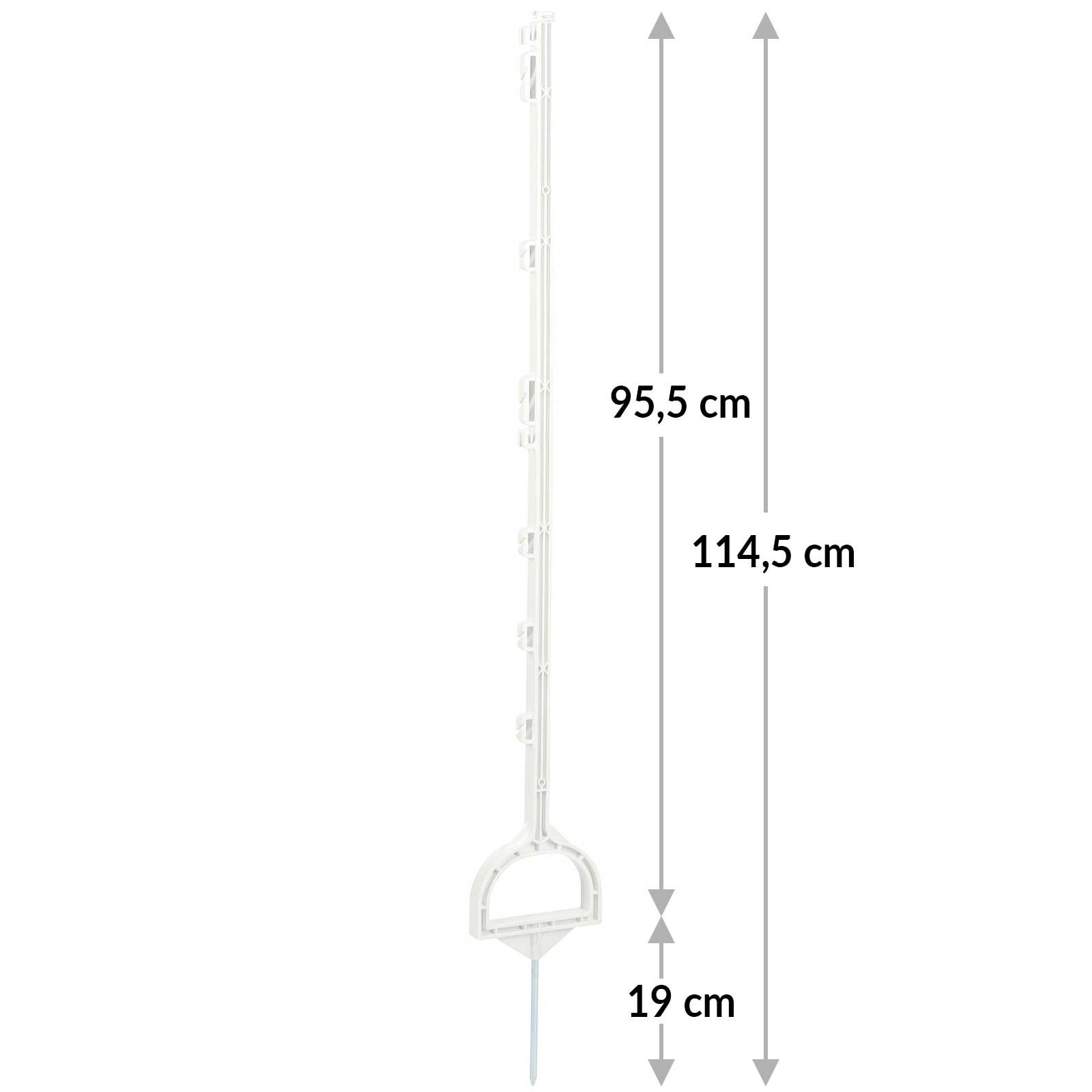 Piquet à étrier AKO plastique 114,5 cm, blanc, lot de 5, plan coté
