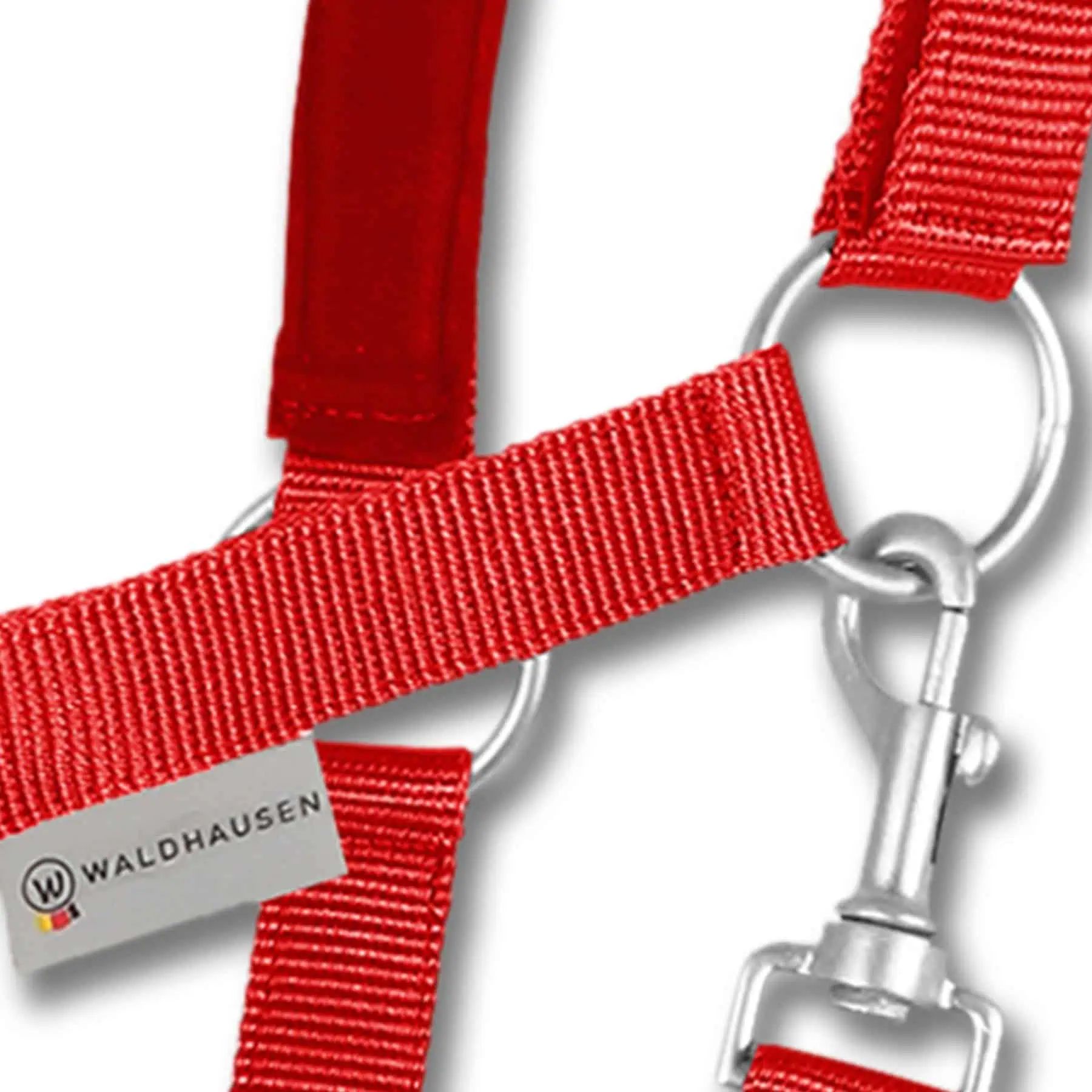 Waldhausen Perlonhalfter Satin, weich unterlegt & verstellbar, rot, COB