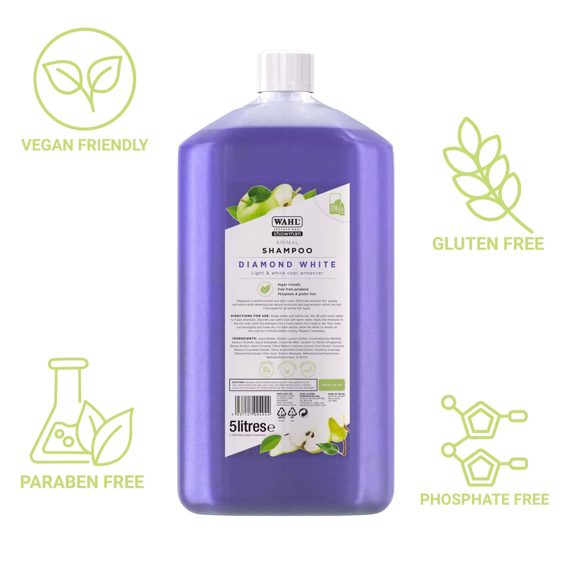 shampoo, diamond white, 5 litres, vegetarian, gluten free