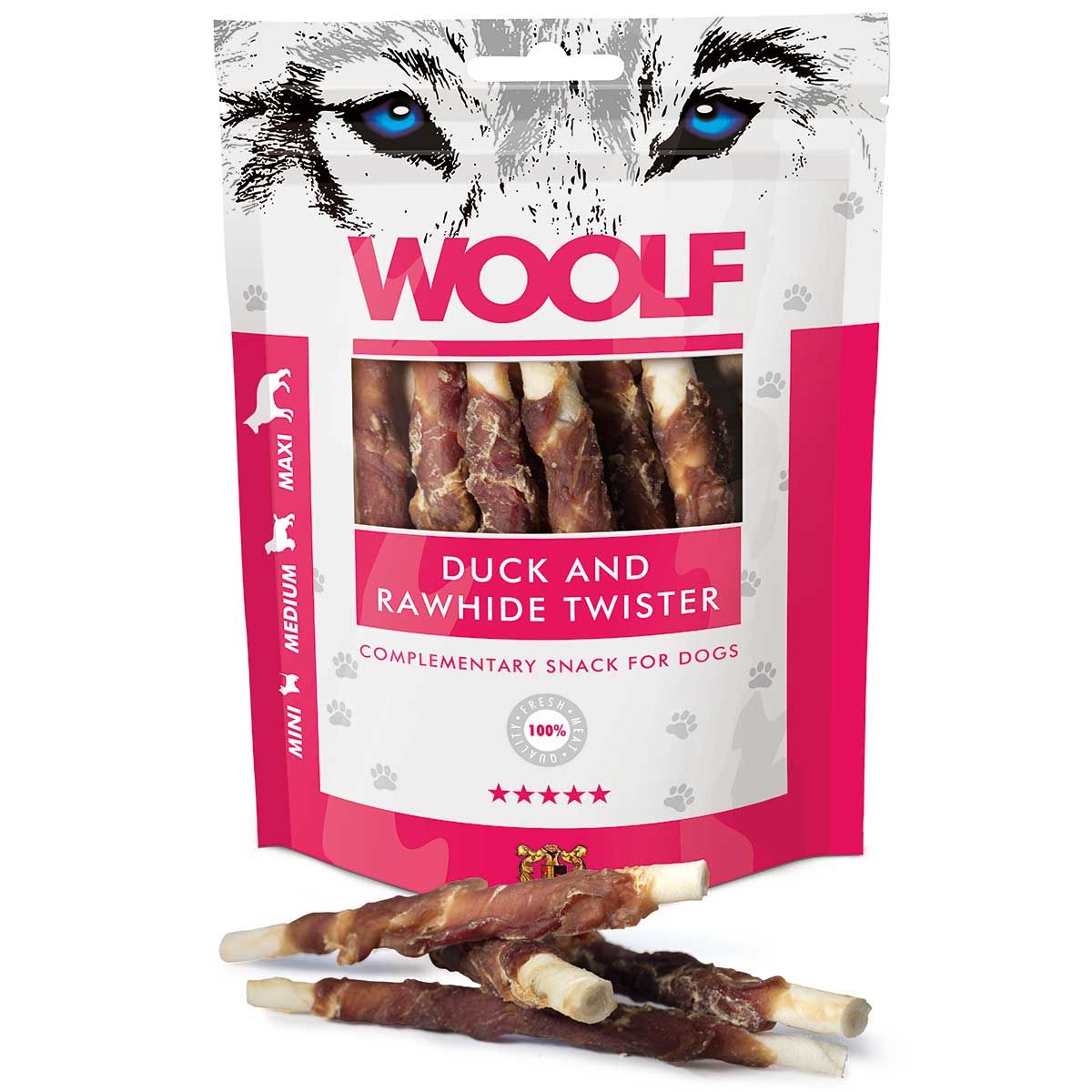 Woolf Dog Treat Duck Twister, confezione