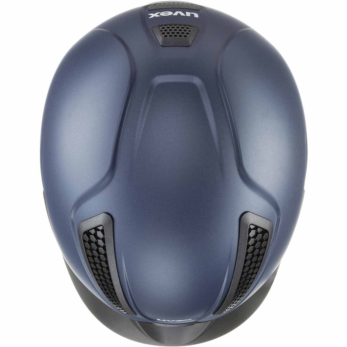 uvex perfexxion II riding helmet with ponytail cutout, 3D-IAS, top view