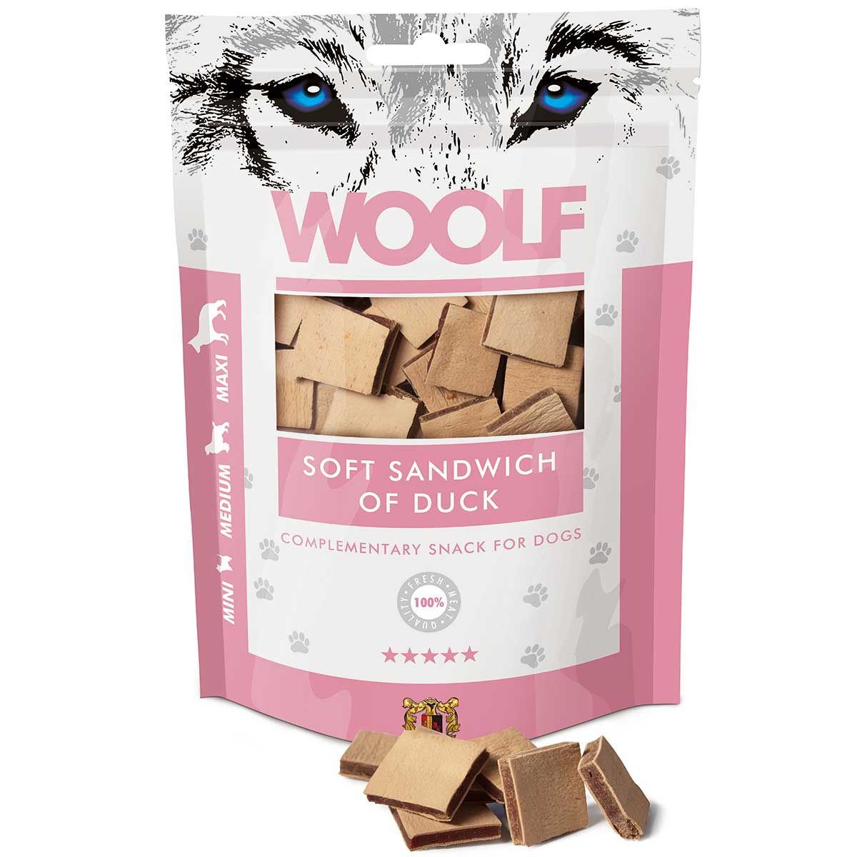 Woolf friandise pour chiens tendre sandwich au canard