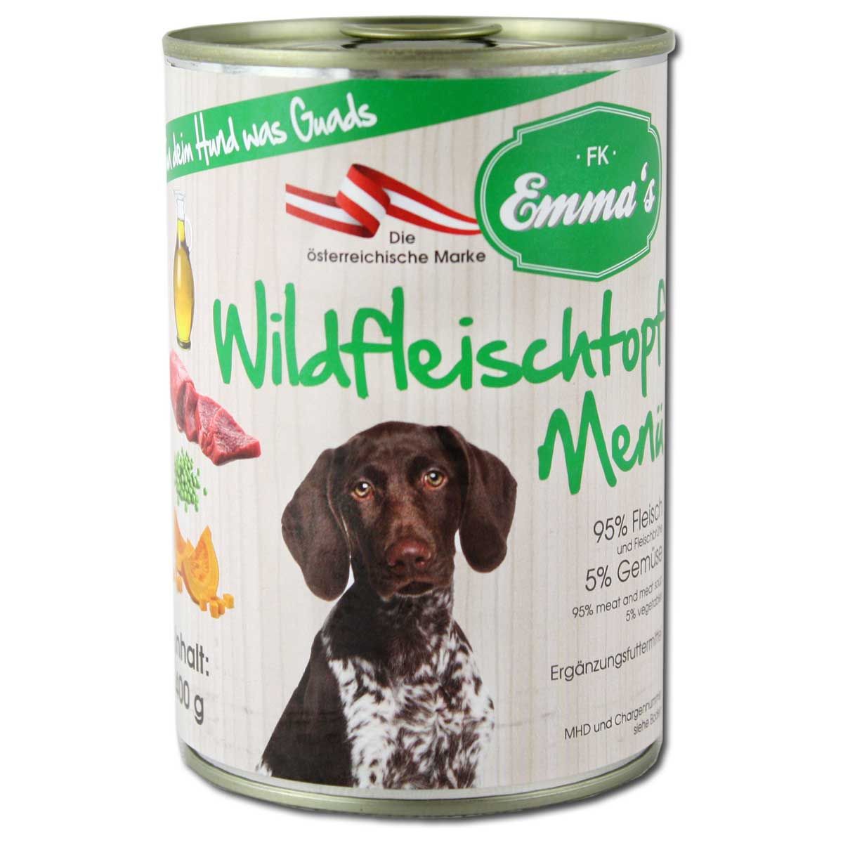 Emmas Hundefutter Wildfleischtopf Menü