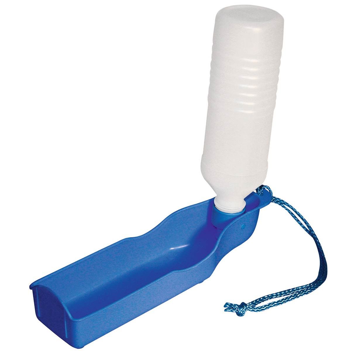 Kerbl Reseflaska 500 ml för hund, blå, med inbyggd skål och läckagesäker design