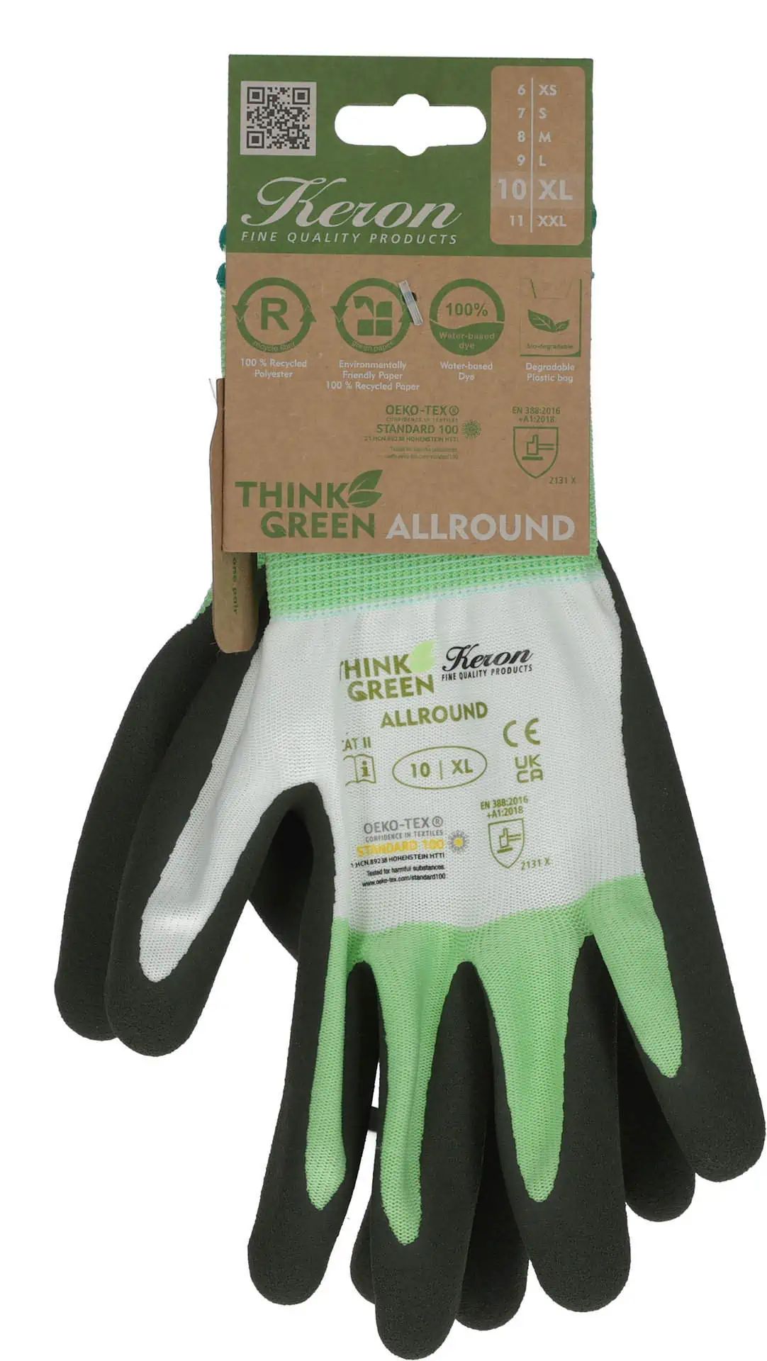 Kerbl Arbeitshandschuh ThinkGreen Allround Latexschaum, SandyFinish, Größe 6/XS