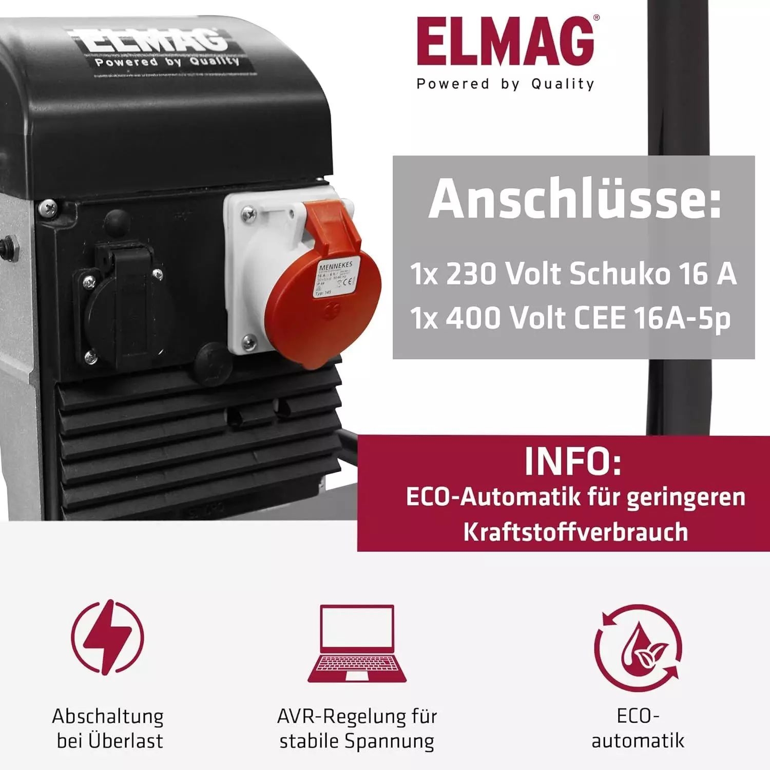 Elmag Generatore di corrente SEB 16000WDE-AVR, schema di collegamento, attacco