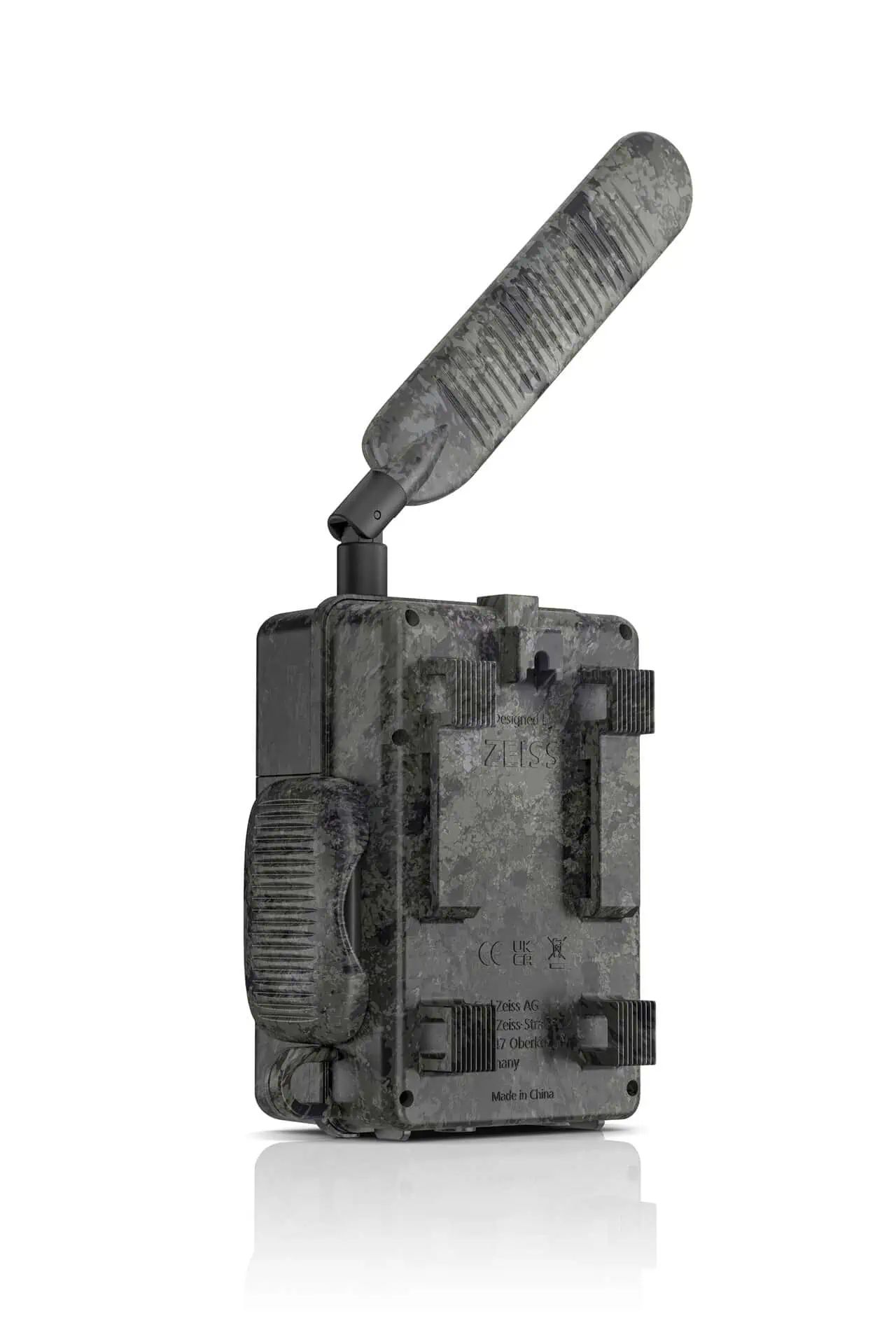 Cameră de vânătoare camuflată cu antenă rabatabilă, vedere din spate