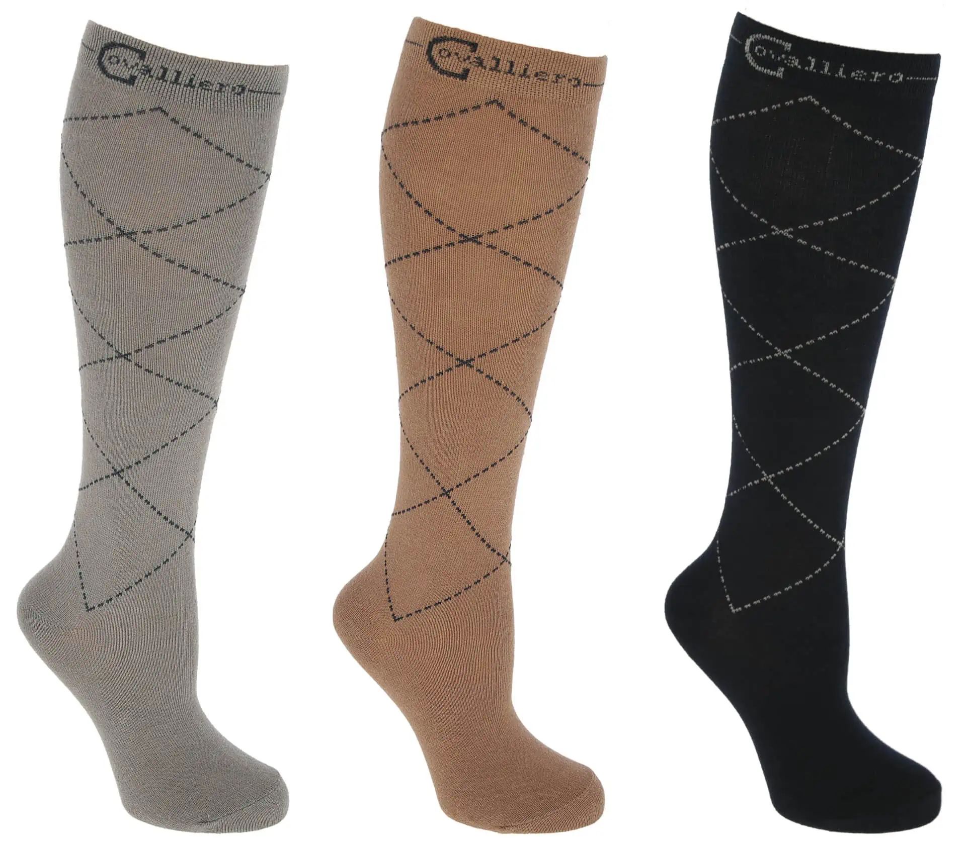 Chaussettes d'équitation à carreaux, Pack de 3