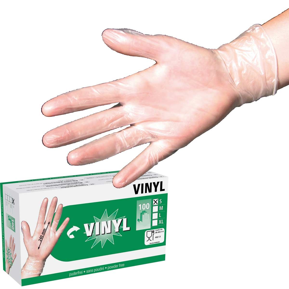 Kerbl eldobható vinil kesztyű, latex- és pormentes, 100 db, XL
