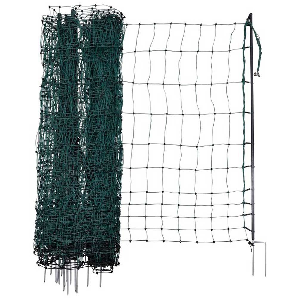 AKO Rete per pollame con paletti PREMIUM elettrificabile, doppia punta, verde 25 m x 106 cm