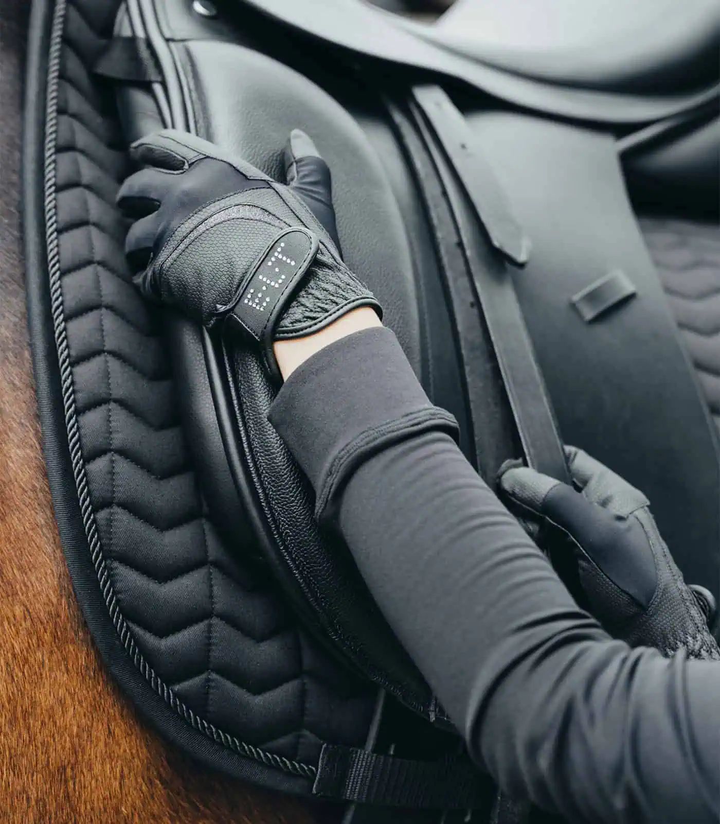 Gants d'équitation ELT Noelle, design pailleté et compatible écran tactile, noir XS