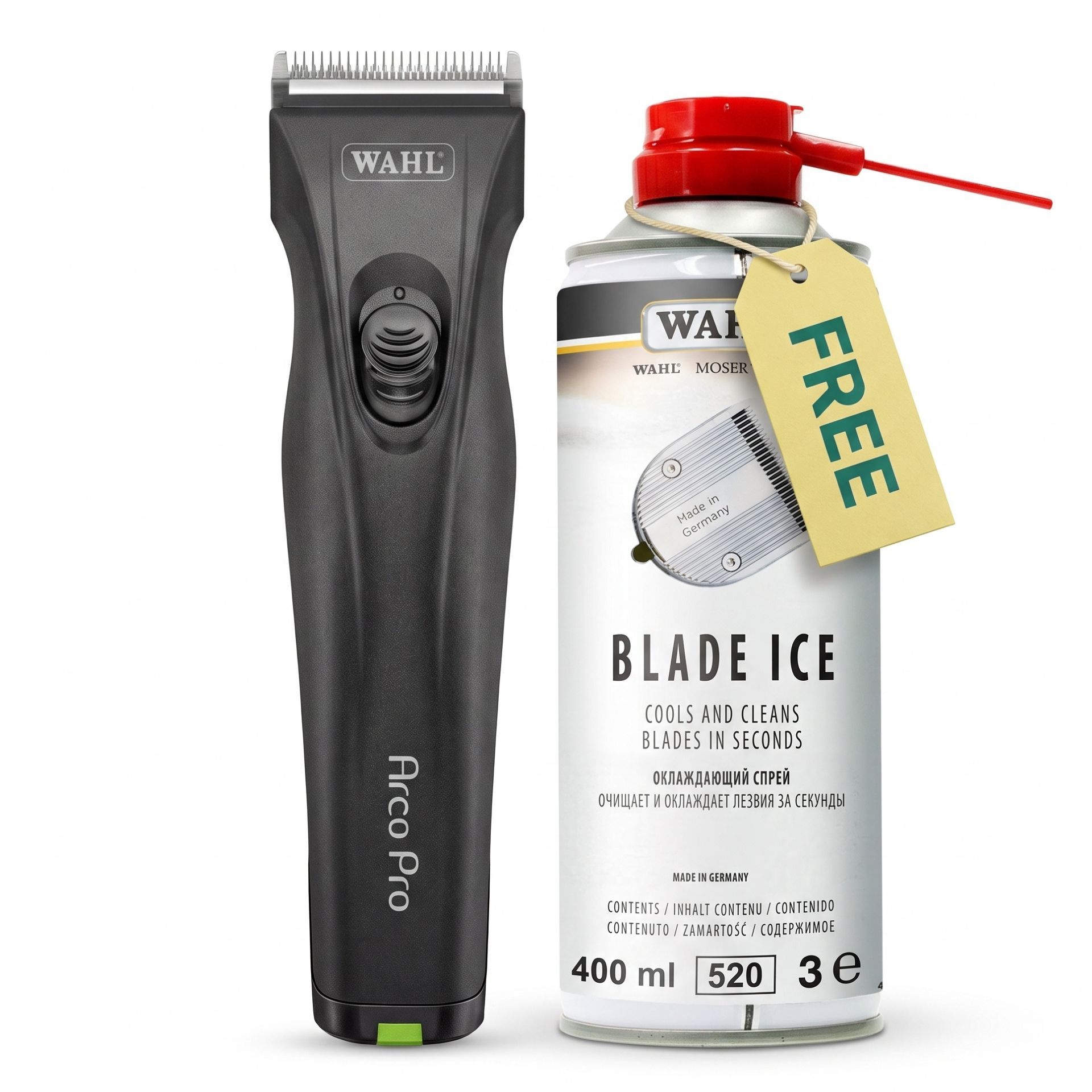 Wahl Arco Pro sladdlös hundtrimmer + Blade Ice kylspray 400 ml på köpet
