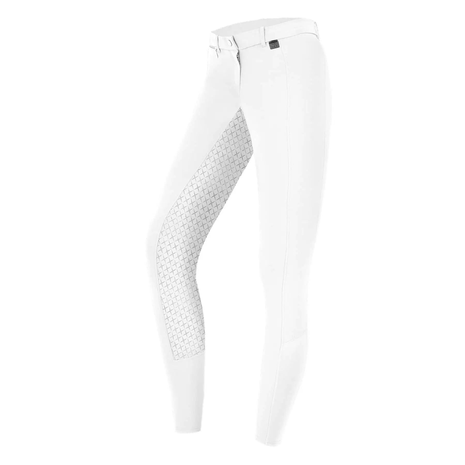 Pantalon d'équitation ELT Micro Sport en silicone, fond intégral, blanc, 164